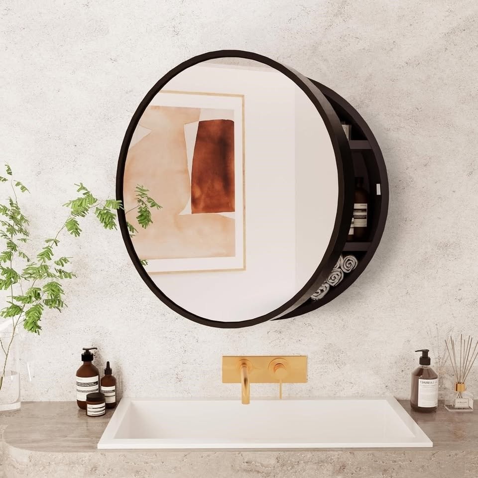 Round Medicine Cabinet with Mirror