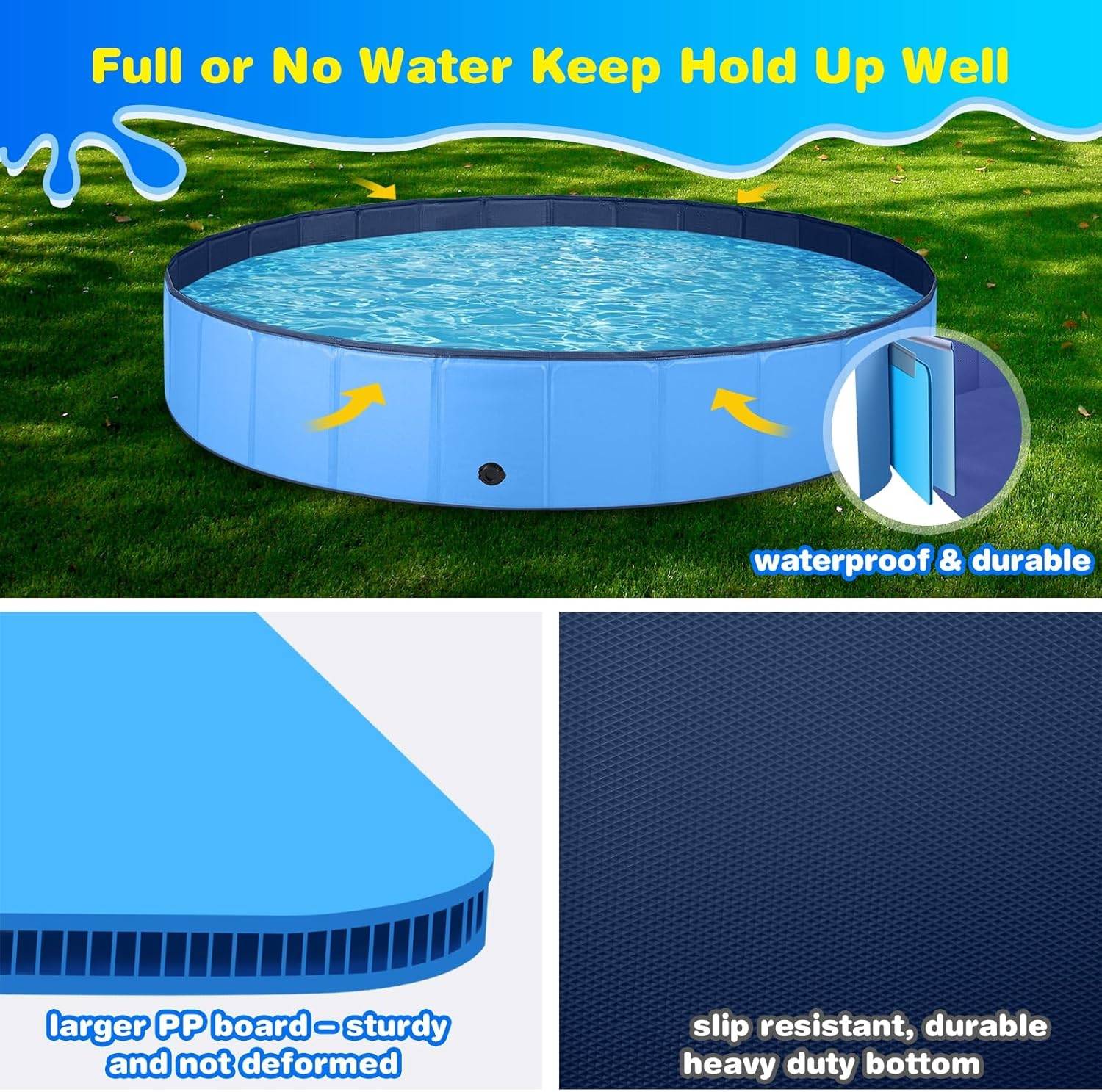 Jecoo Dog Pool for Large Dogs Kiddie Pool Hard Plastic - photo 3