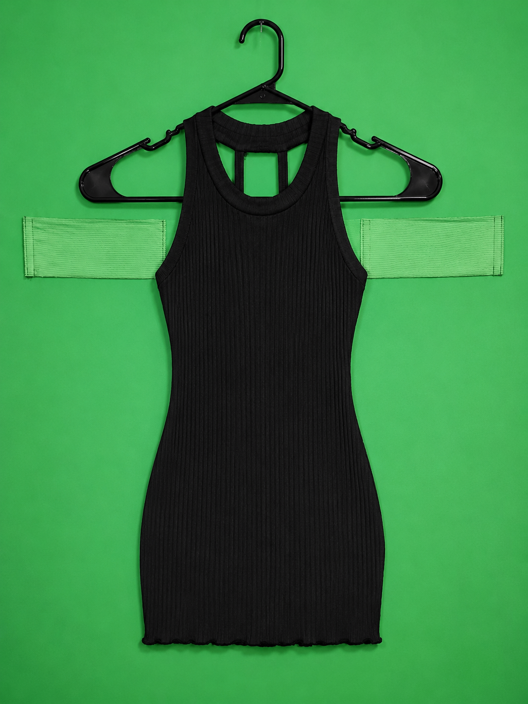 Black Ribbed Sleeveless Dress