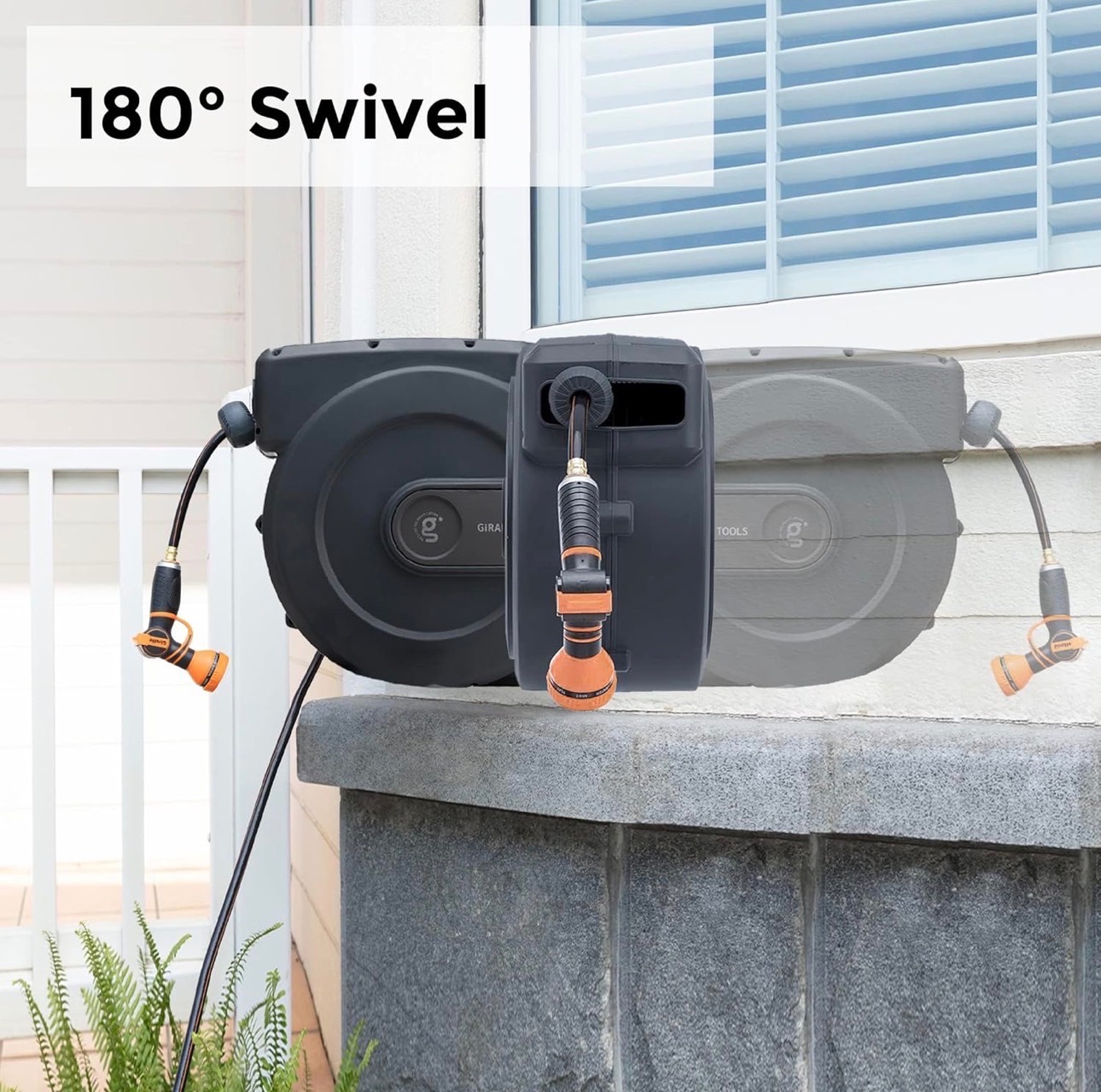 NEW: Giraffe Tools Garden Hose 120ft Retractable Wall Mounted - photo 3