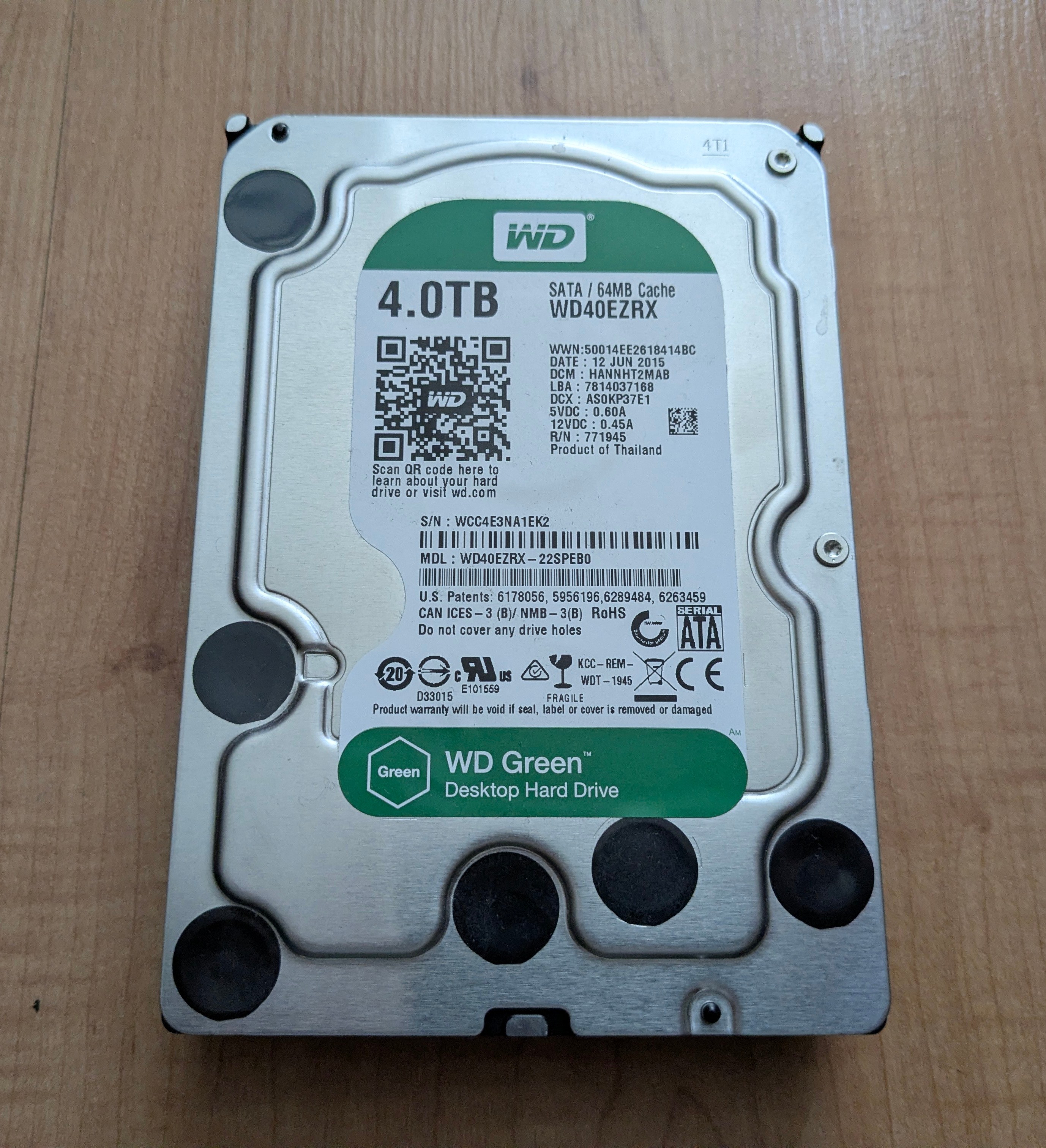 4TB WD GREEN WD40EZRX Hard drive