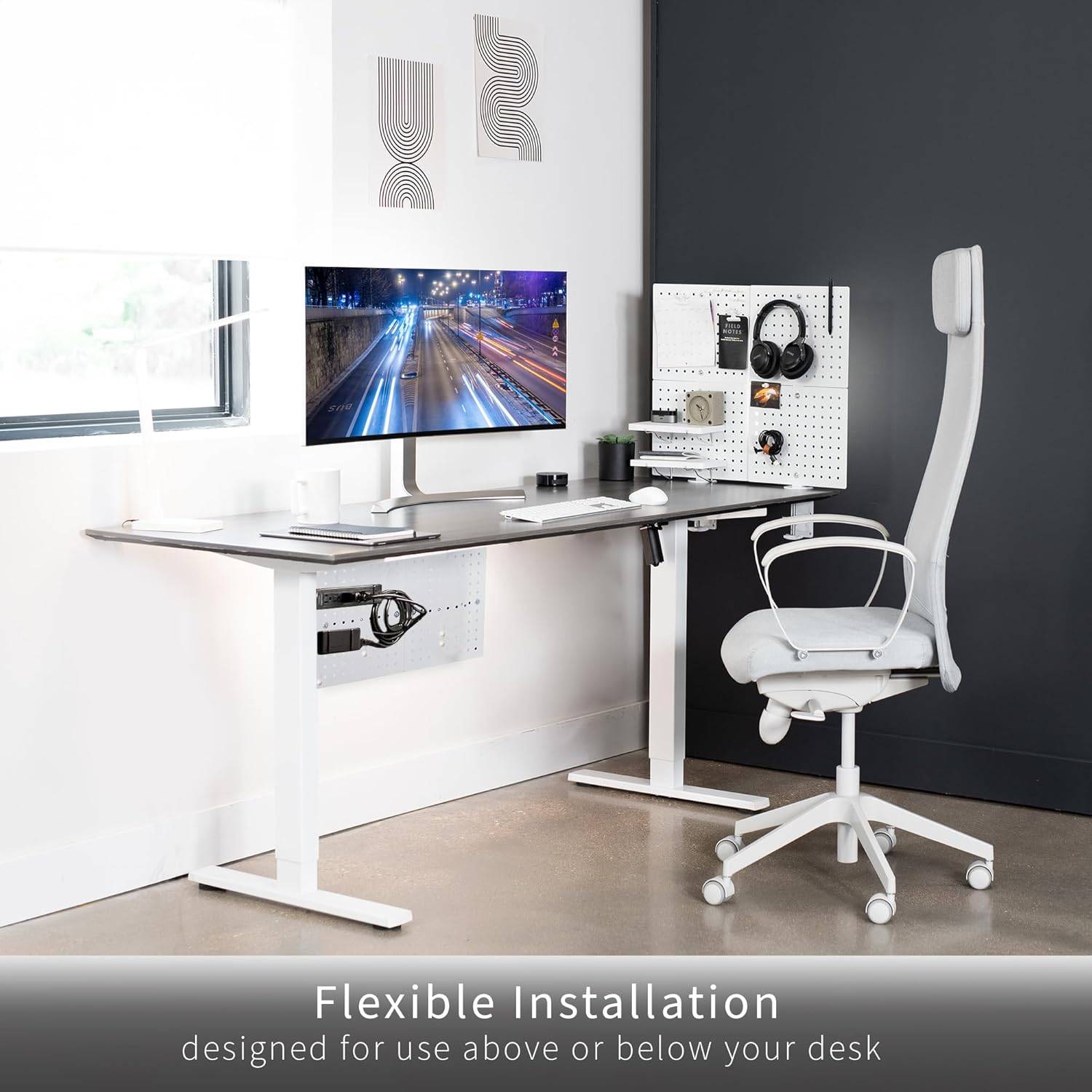 New  VIVO 2 White Steel Clamp-on 20" x 24" Desktop Pegboard - photo 3