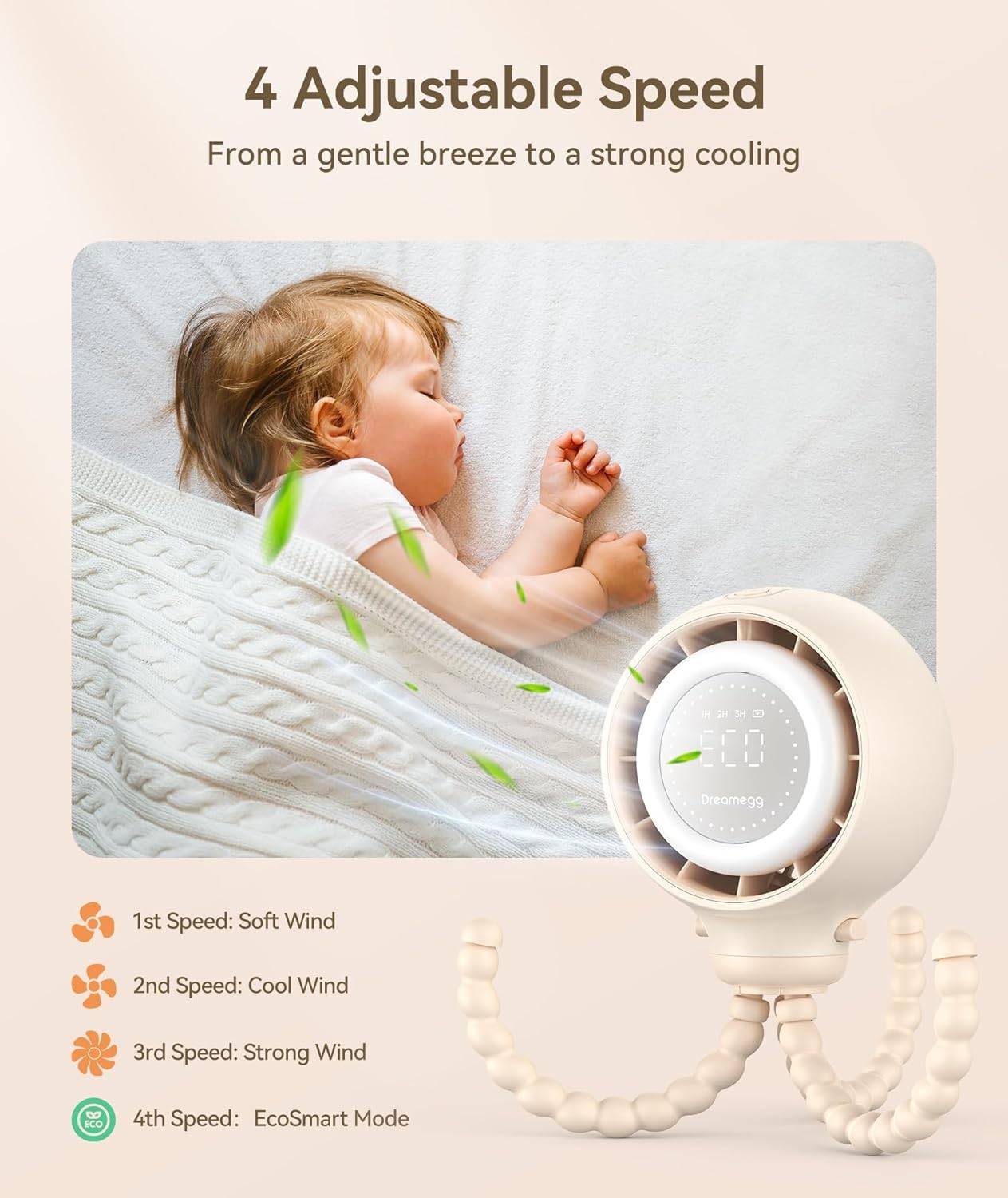 Dreamegg Baby Stroller Fan - Portable Clip on Fan - photo 3