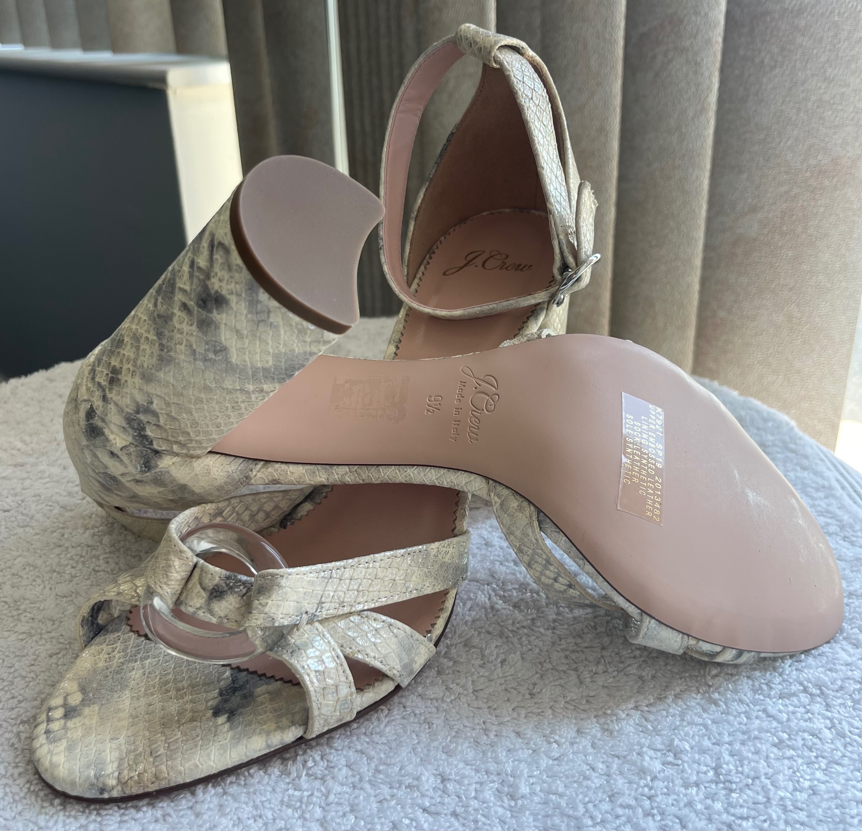 J. Crew Metallic Snakeskin Block Heels (Size 9.5) - photo 5