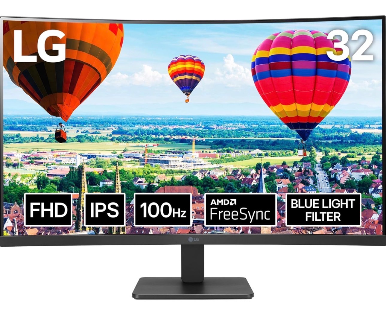 LG 32” Full HD Curved Monitor 100Hz refresh rate AMD FreeSync