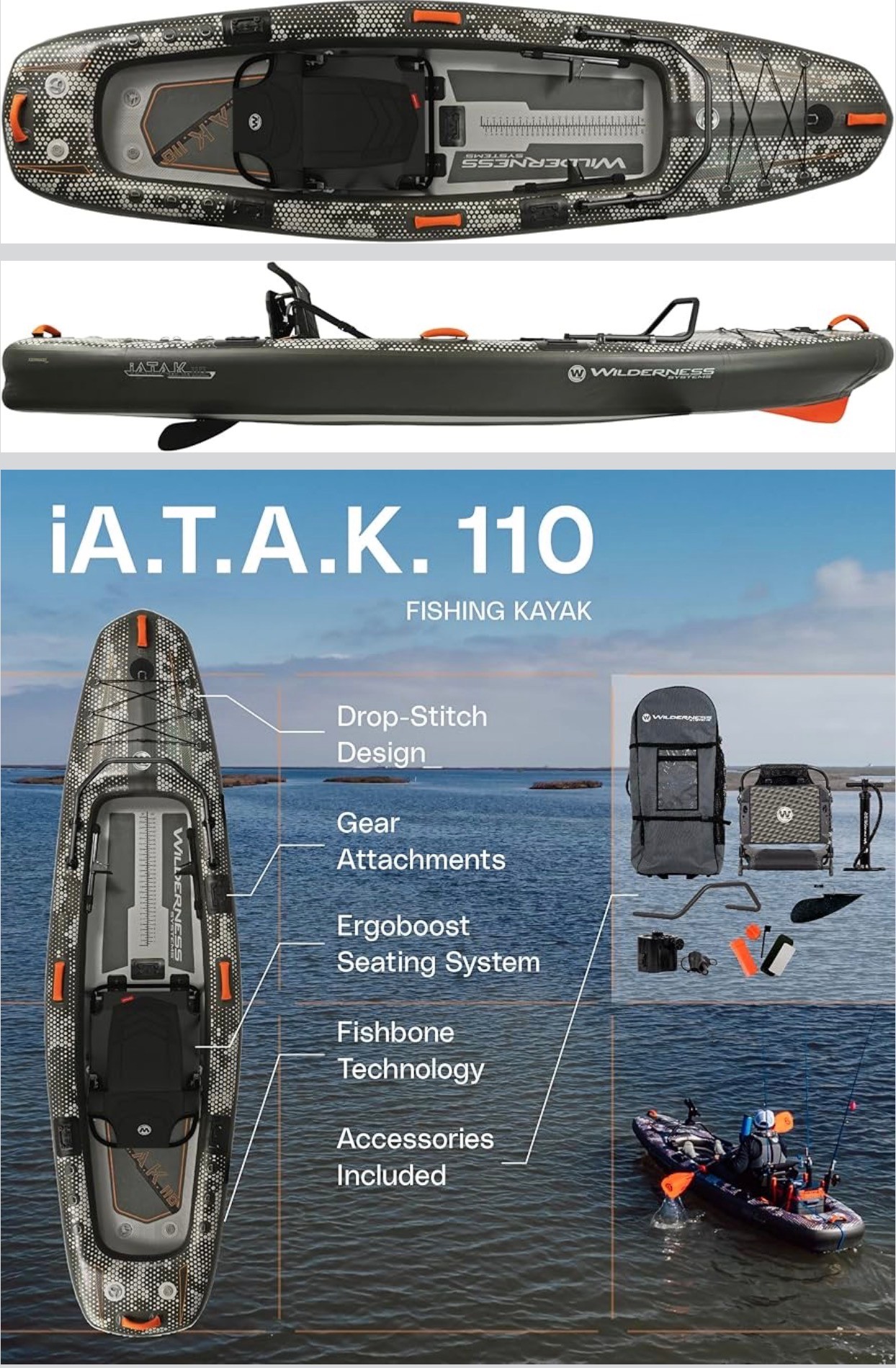 NEW: Fishing Kayak Inflatable Drop-Stitch Kayak 11ft Digital Cam - photo 5