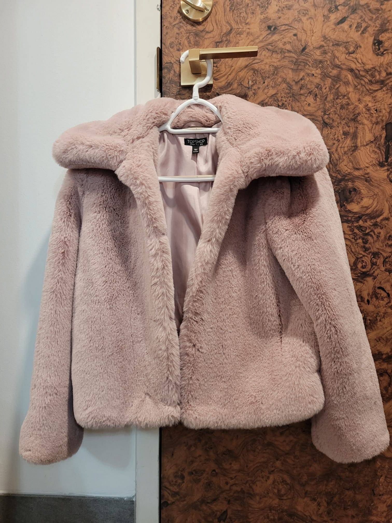 TOPSHOP Pink Faux Fur Coat