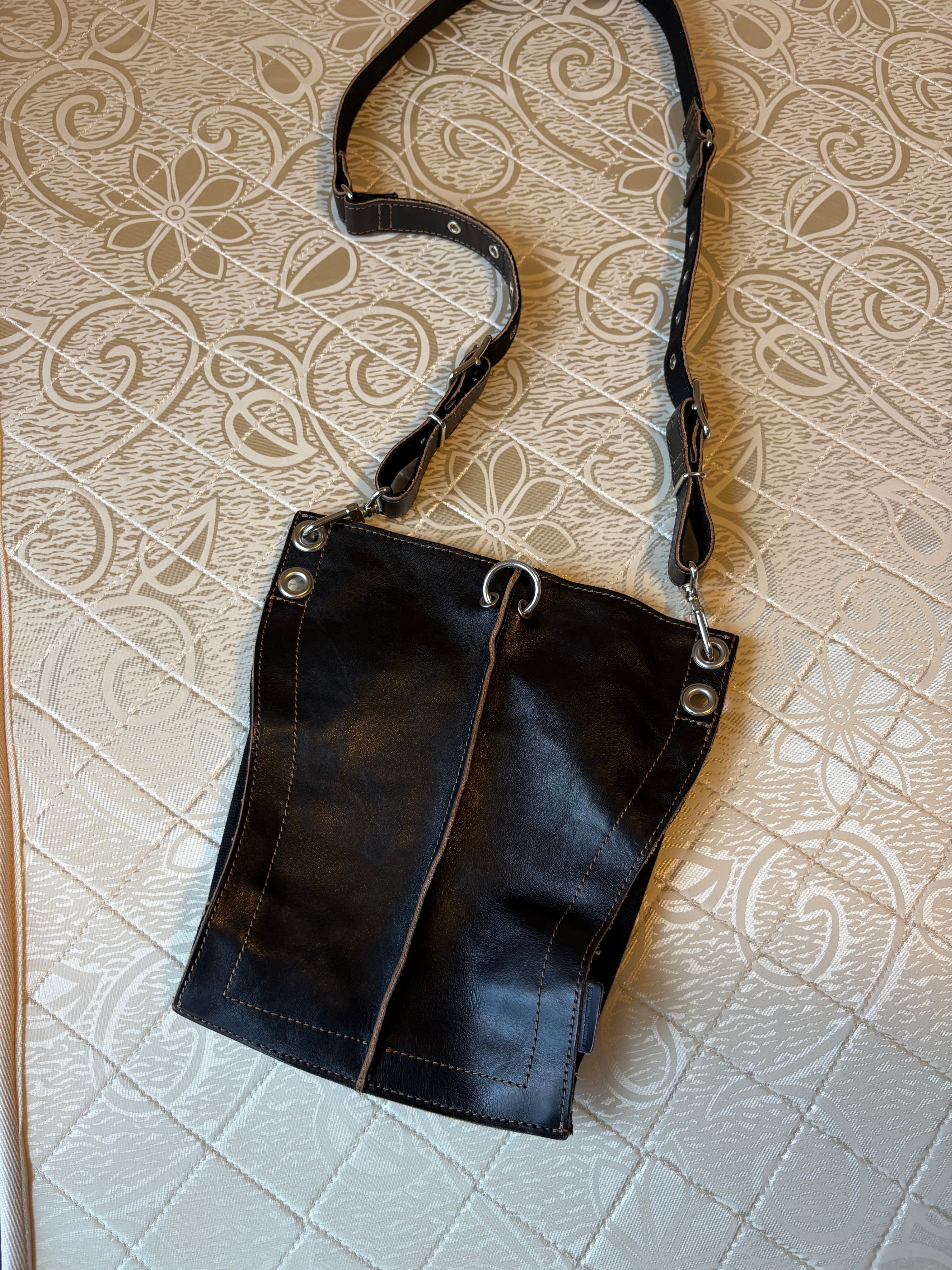 Katharine Hamnett black leather handbag