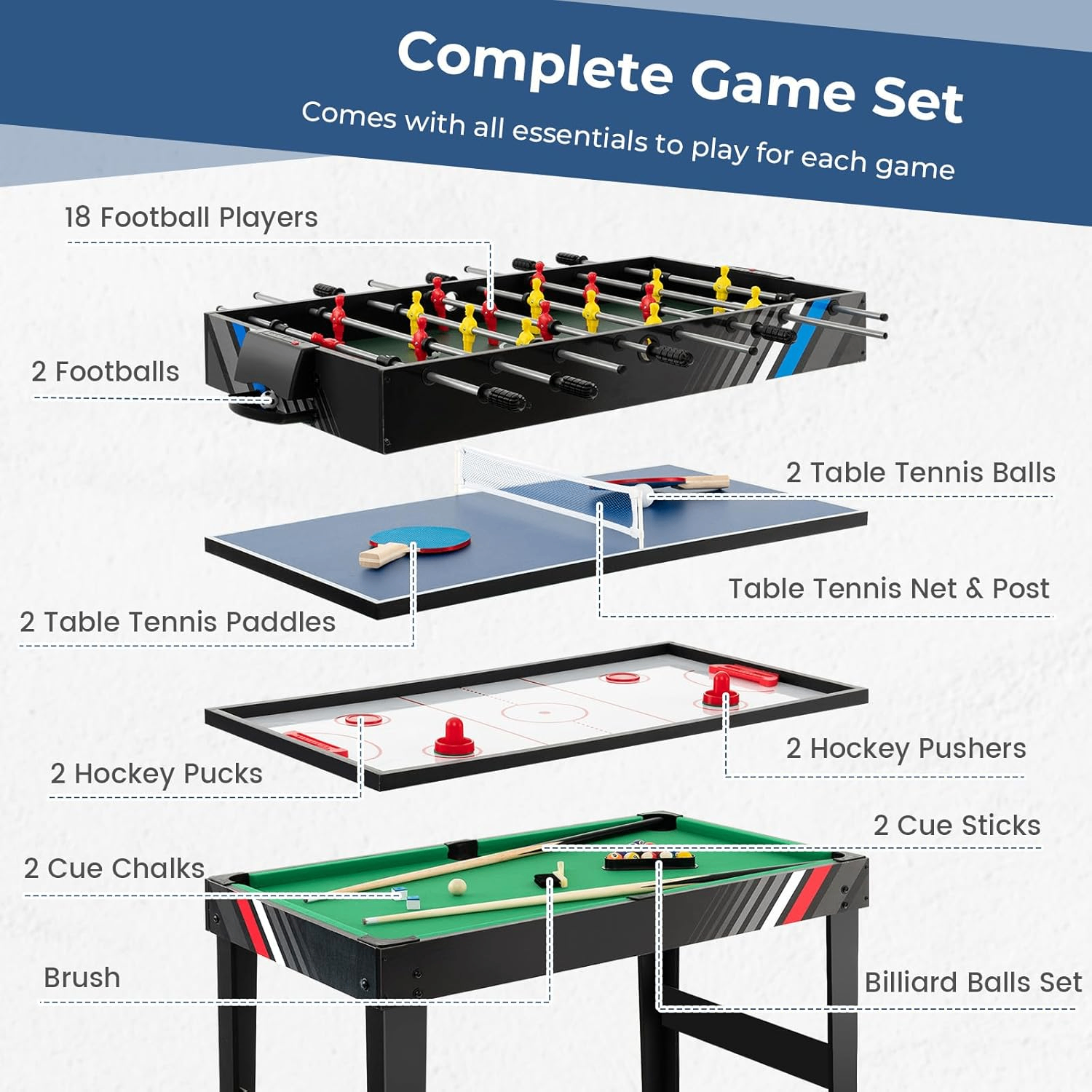 4-in-1 Multi-GameTable Foosball, Pool, Air Hockey, Table Tennis - photo 3