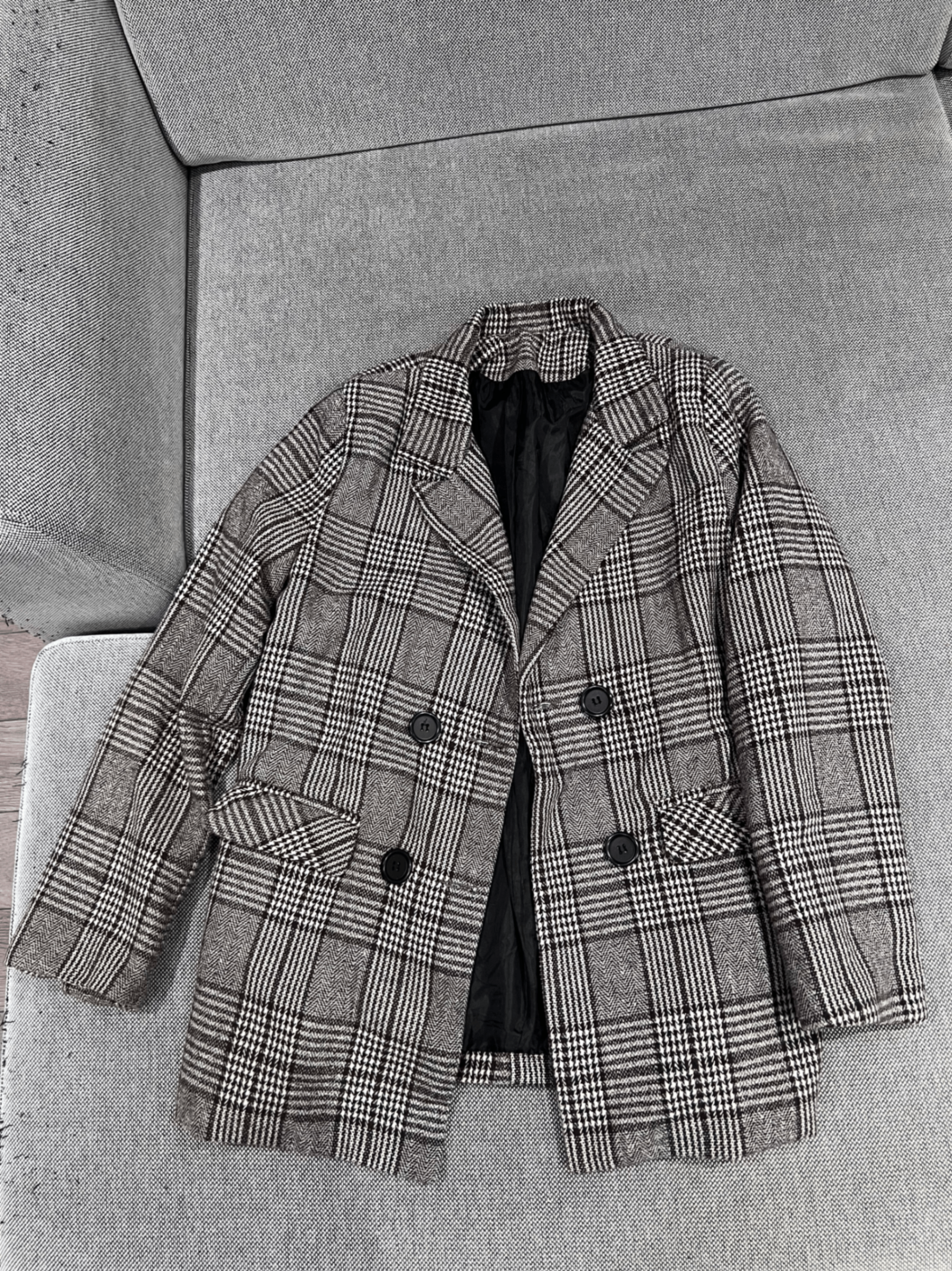 Grey women double-breasted jacket