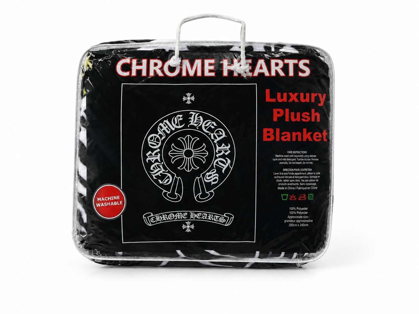 BRAND NEW QUEEN SIZE LUXURY CHROME HEARTS BLANKET - photo 2