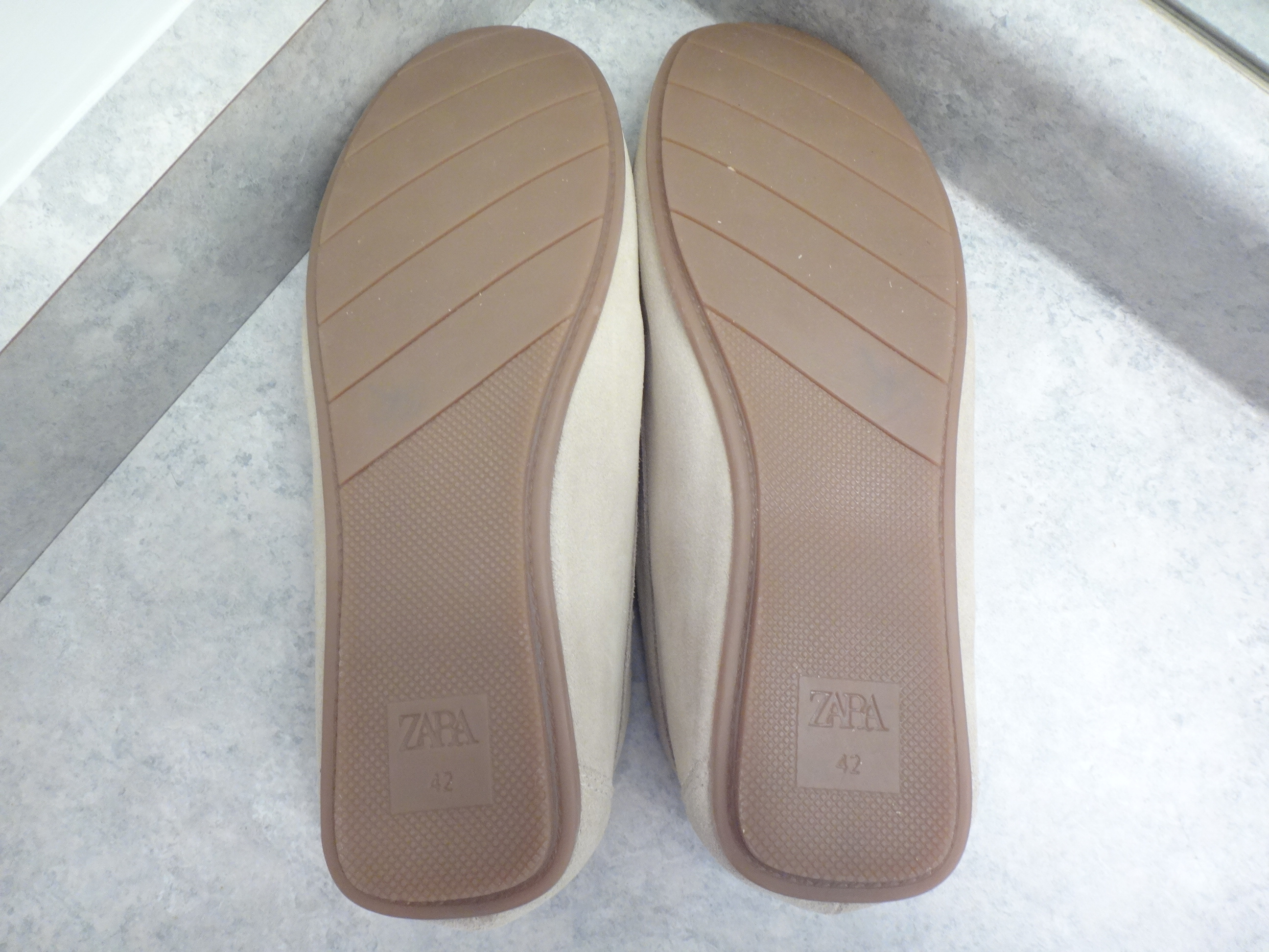 ✅👍🆕ZARA Size 9 / 42 Light Khaki Suede Slip On Loafers Shoes - photo 5