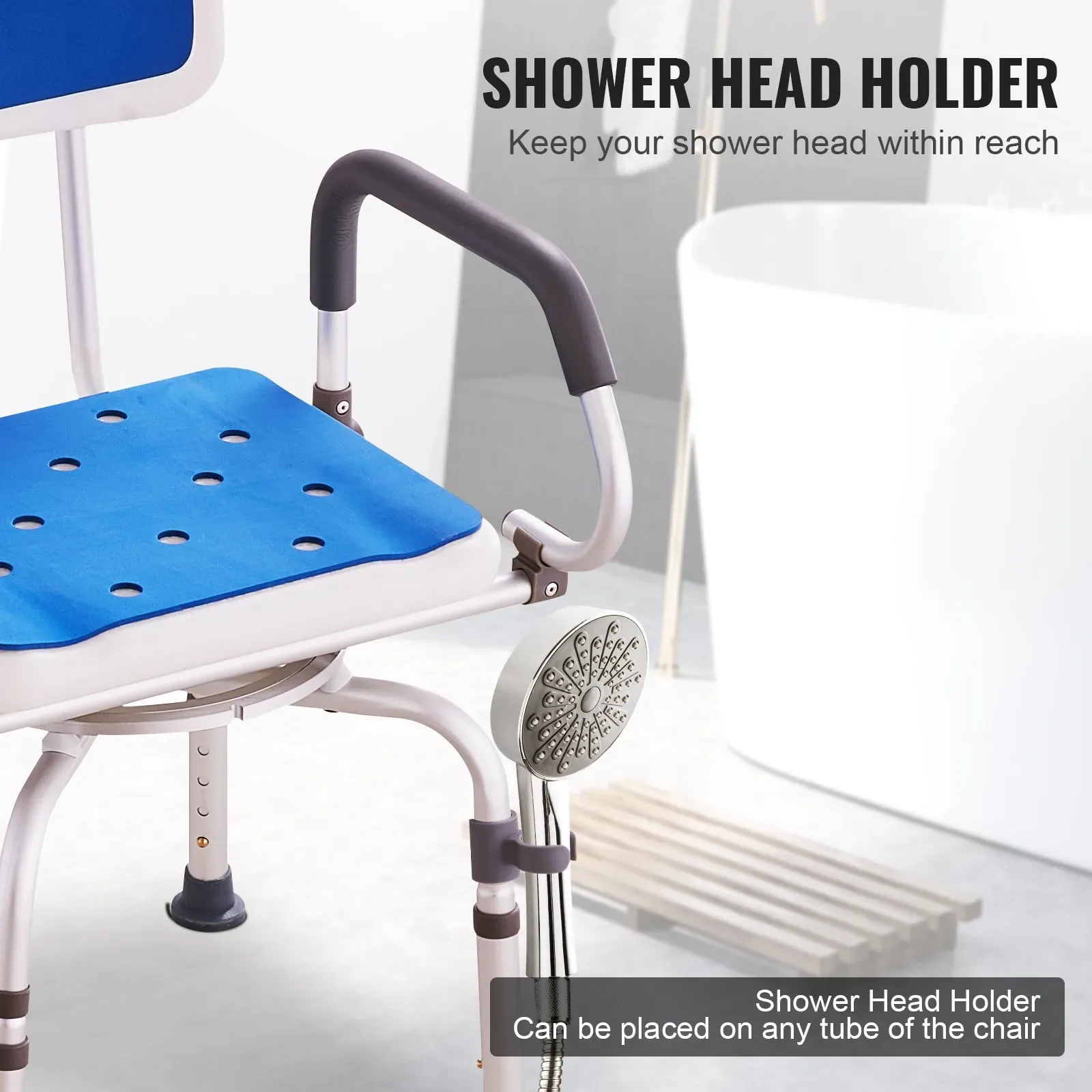 VEVOR 360 Degree Swivel Shower Chair with Armrests and Backrest - photo 5