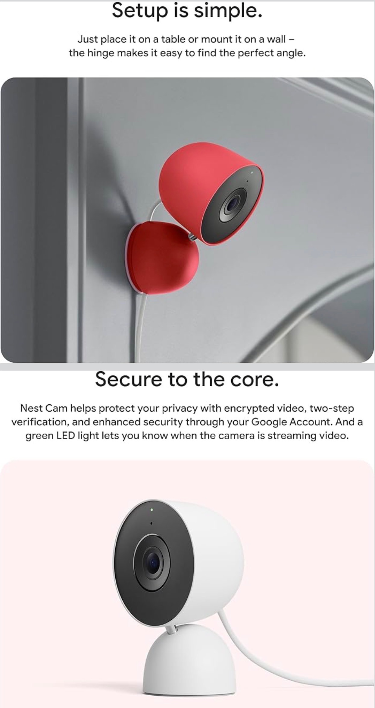 Google Nest Cam Indoor 3rd Gen 2K Vid, 2way Audio, Night Vision - photo 4