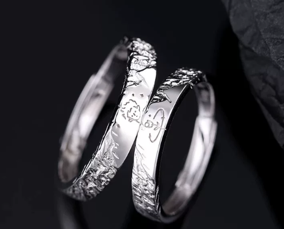 Silver Couple Rings - Prince and Rose