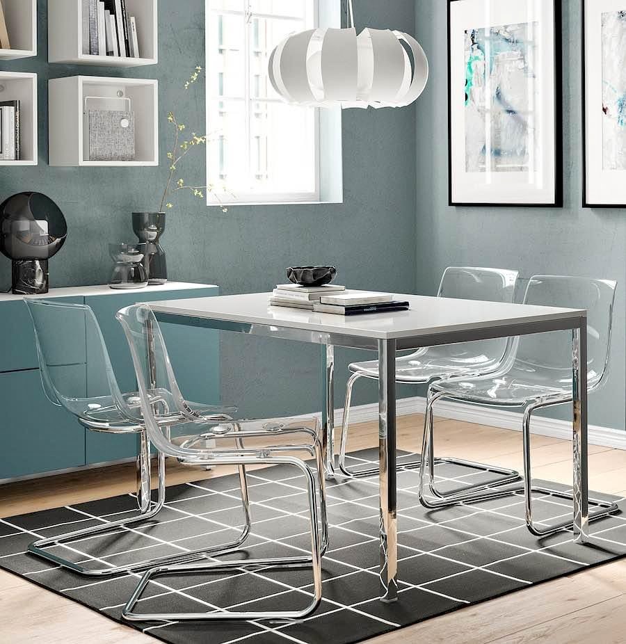 IKEA TORSBY Dining Table + Transparent Chairs – Great Condition