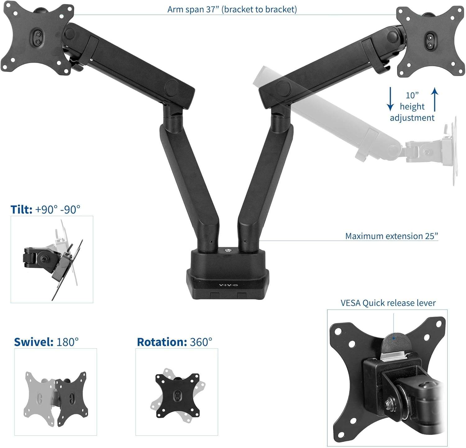 New Mechanical Arm Dual Ultrawide Monitor Desk Mount - photo 3