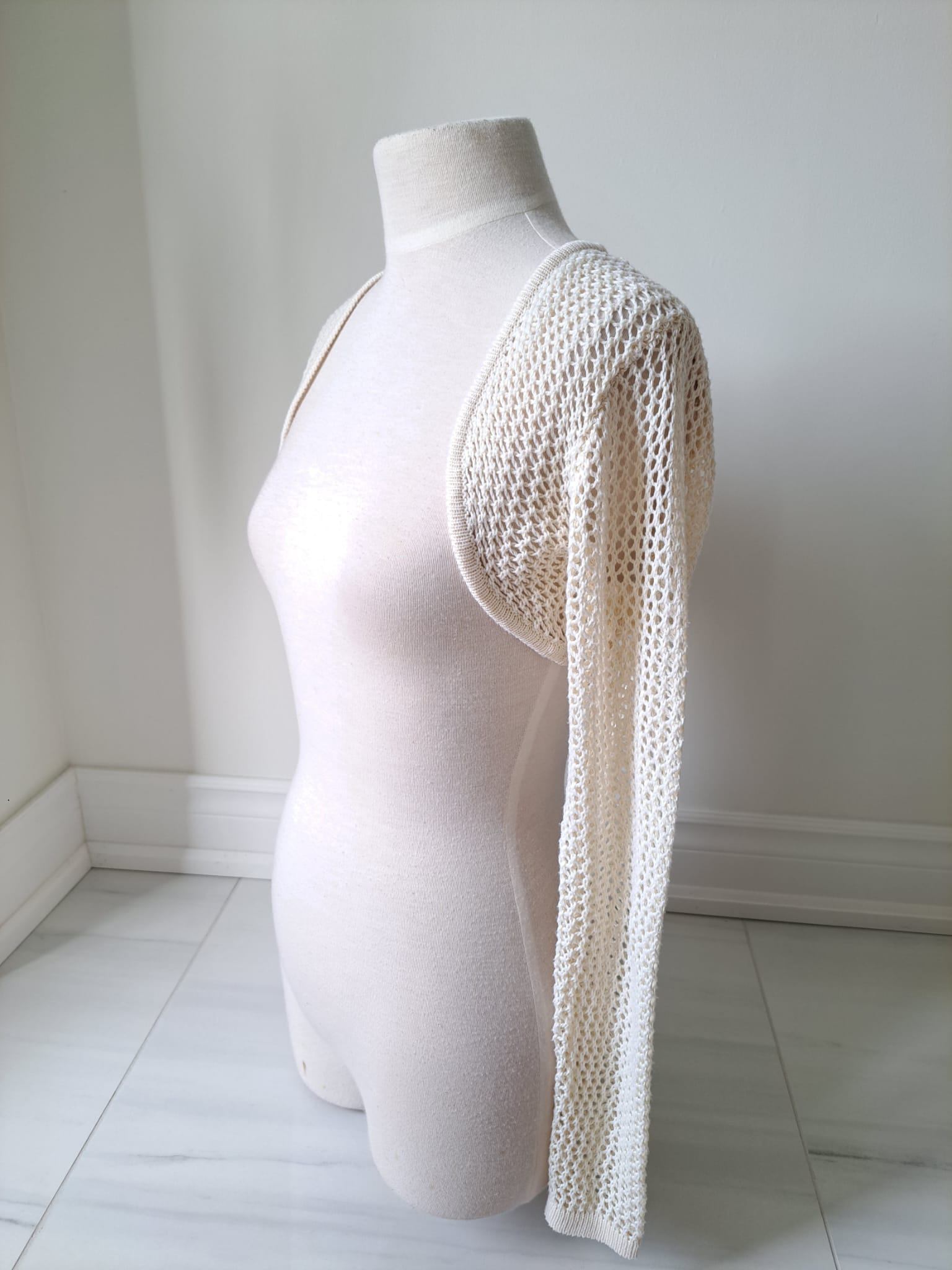 🍨 Cream Knit Cropped Bolero Shrug Cardigan - photo 3