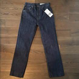 NWT ZARA Sz 6 Dark High Rise Cropped Straight Leg Jeans