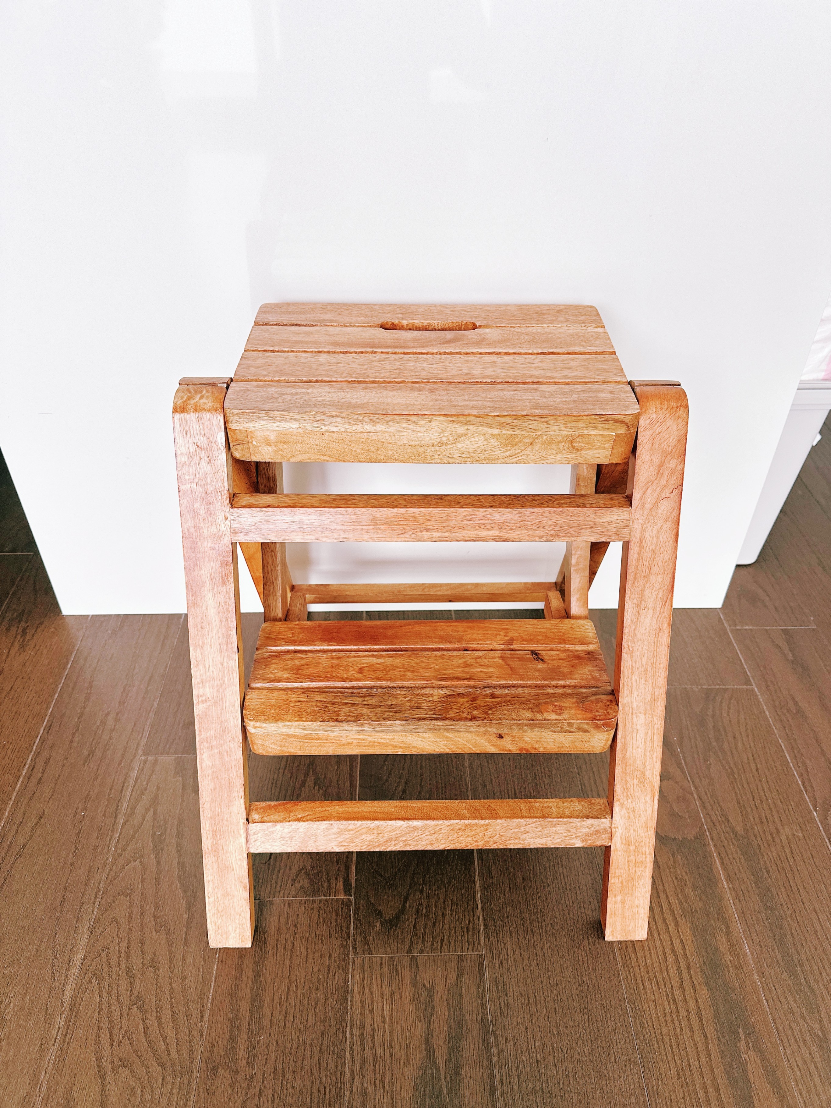 Zara Home Folding Wooden Step Ladder / Stool - Natural Wood
