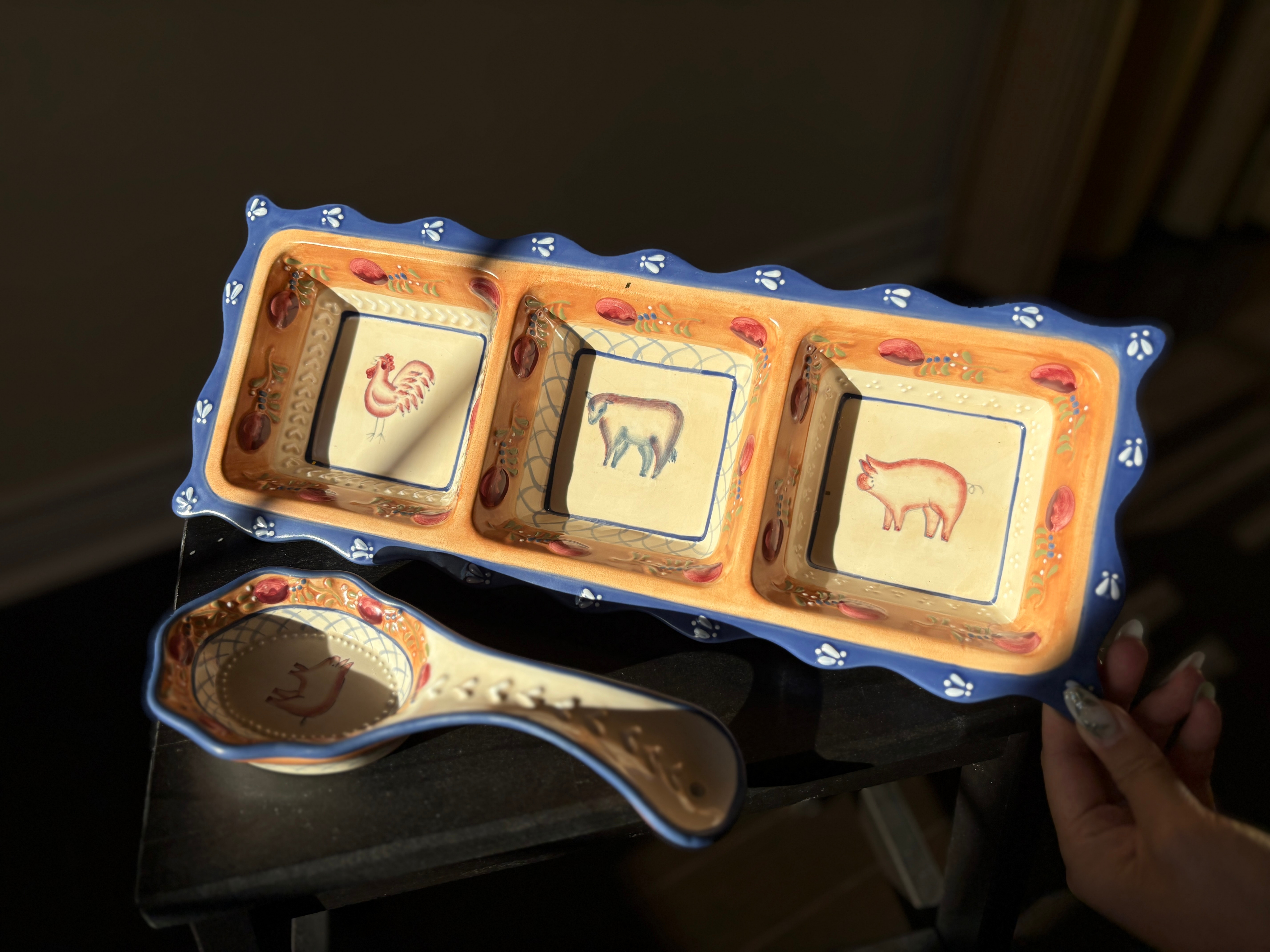 Ceramic Serving Tray with Spoon Rest
