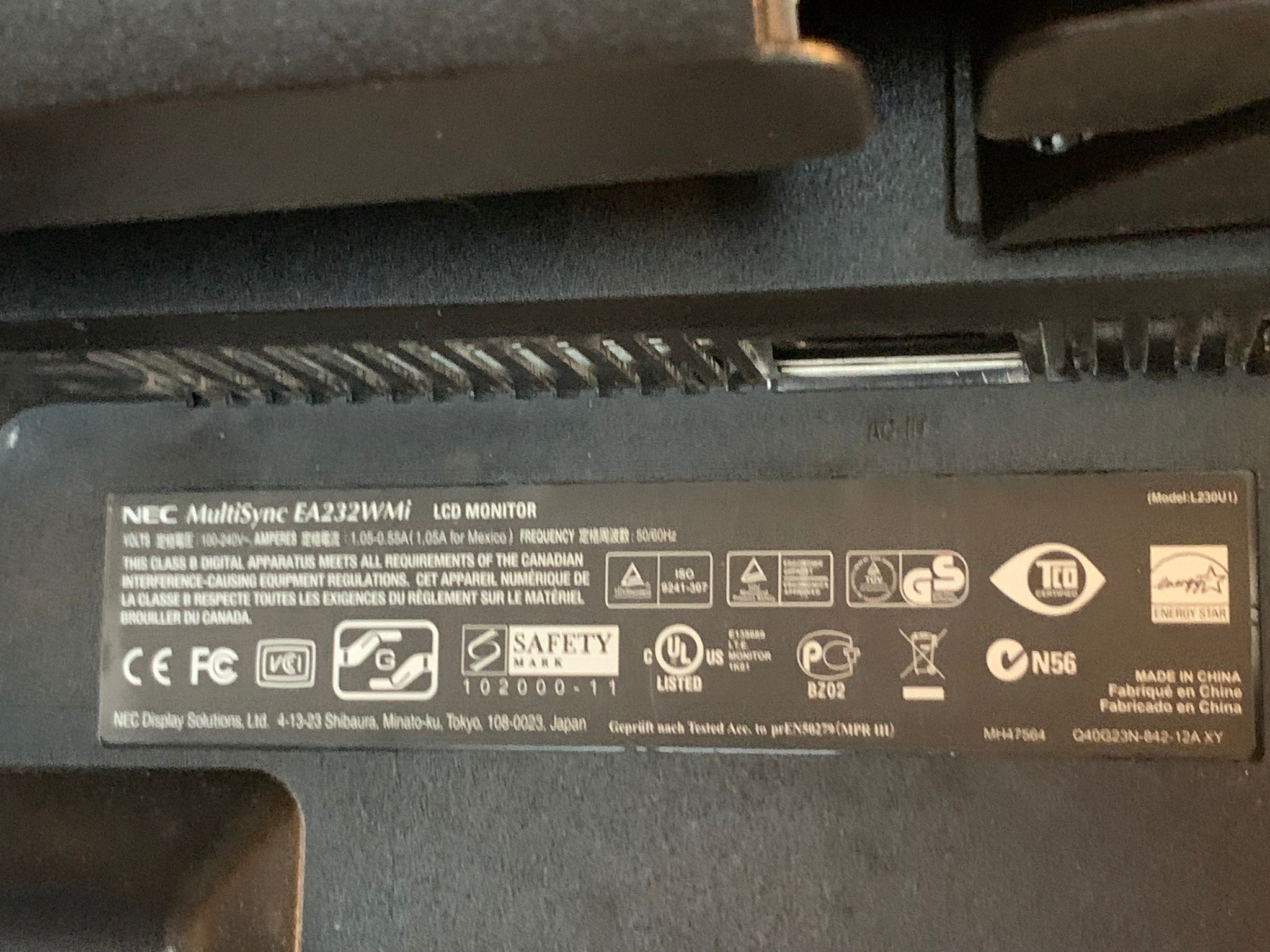 LCD Monitor NEC MultiSync EA232WMi 23" 60Hz - photo 2