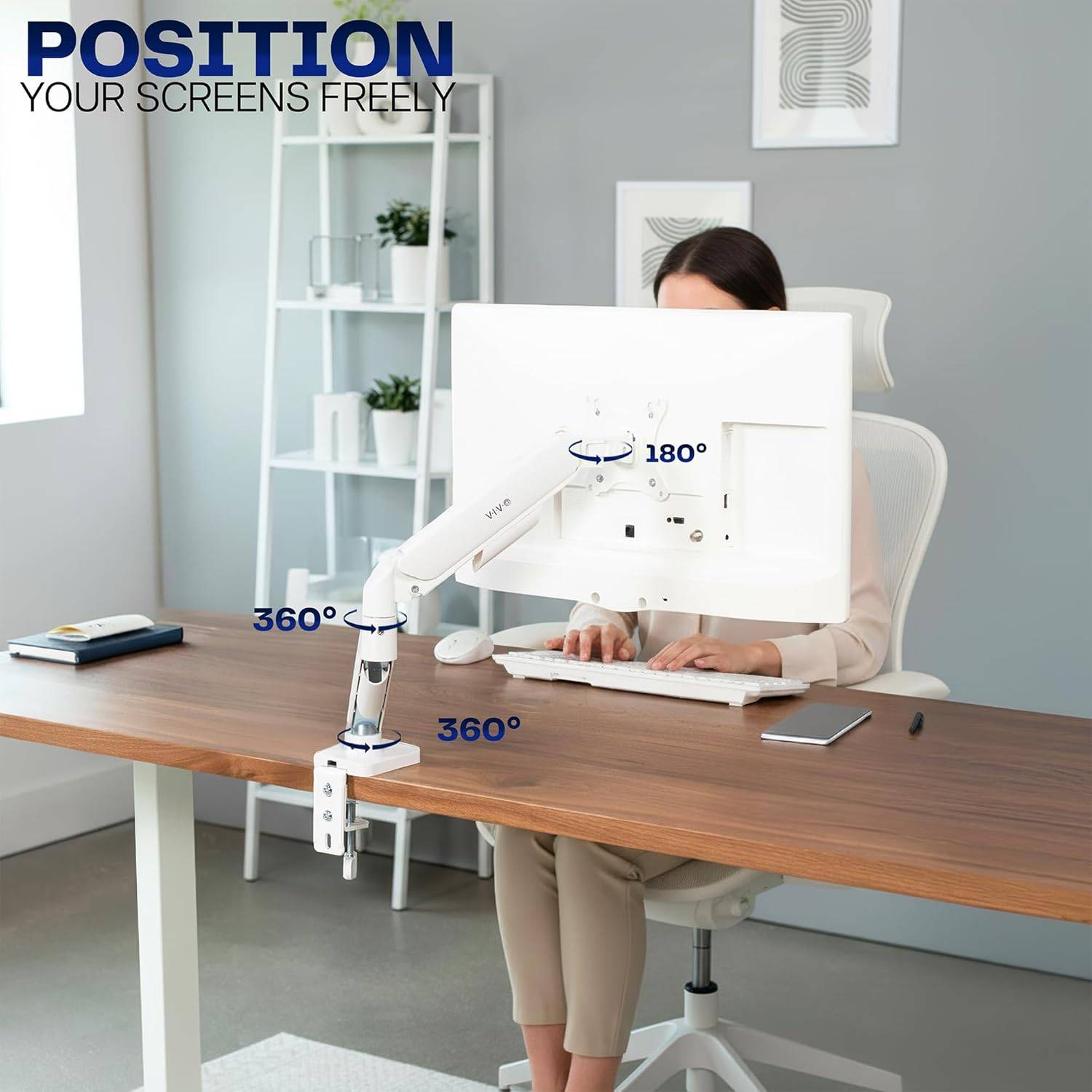 New VIVO Single Pneumatic Arm Desk Mount White - photo 2