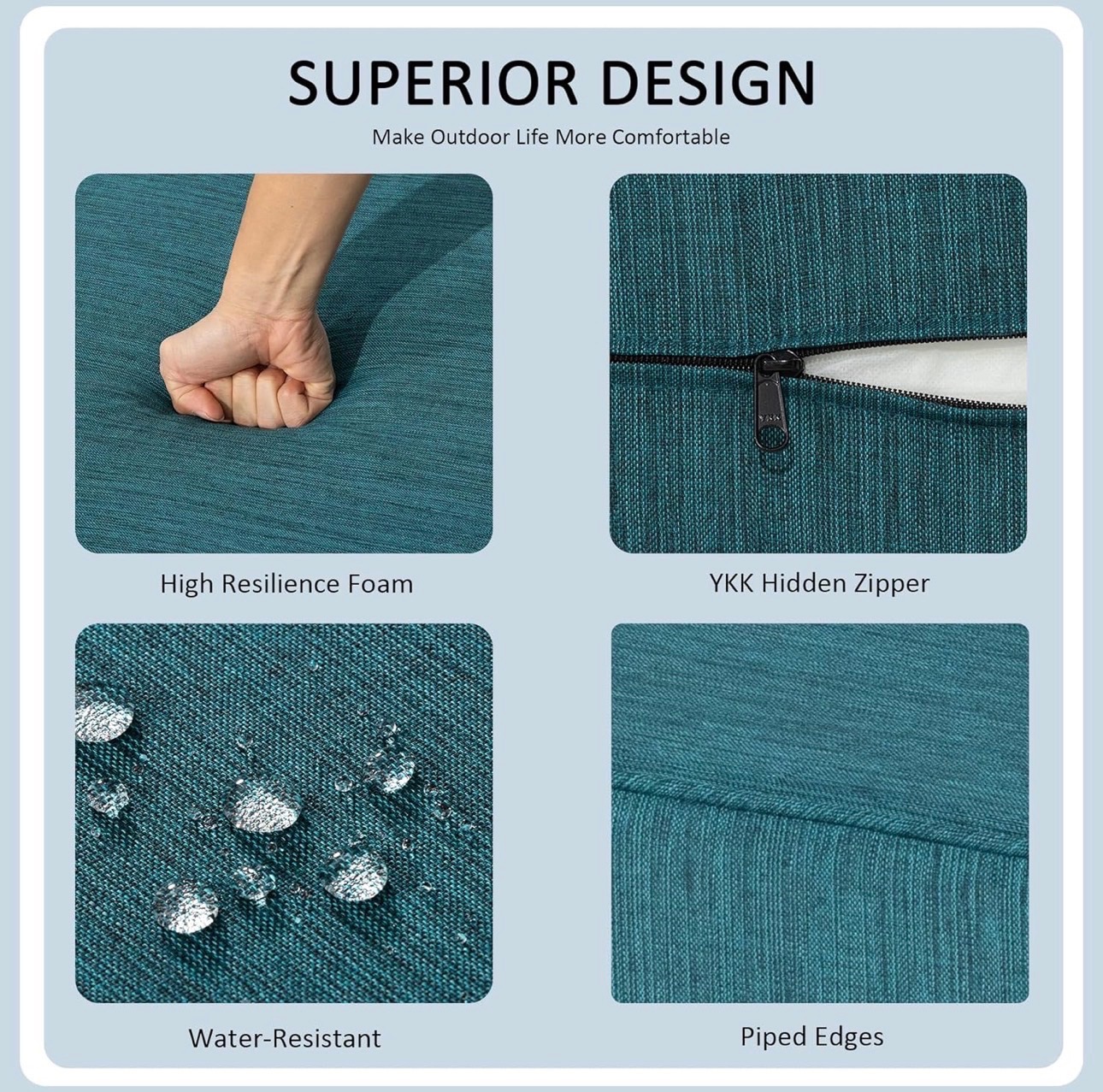 Localive Set-of-2 Outdoor Seat Cushion CO-Water/UV Resist24"x24" - photo 5