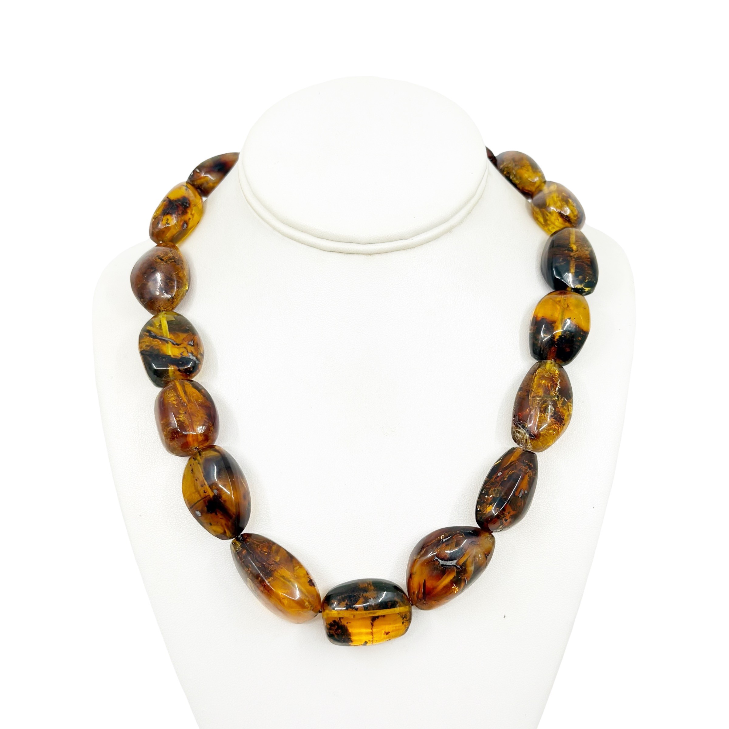 vintage Silver tone baltic amber nuggets bead necklace - GM1511 - photo 3