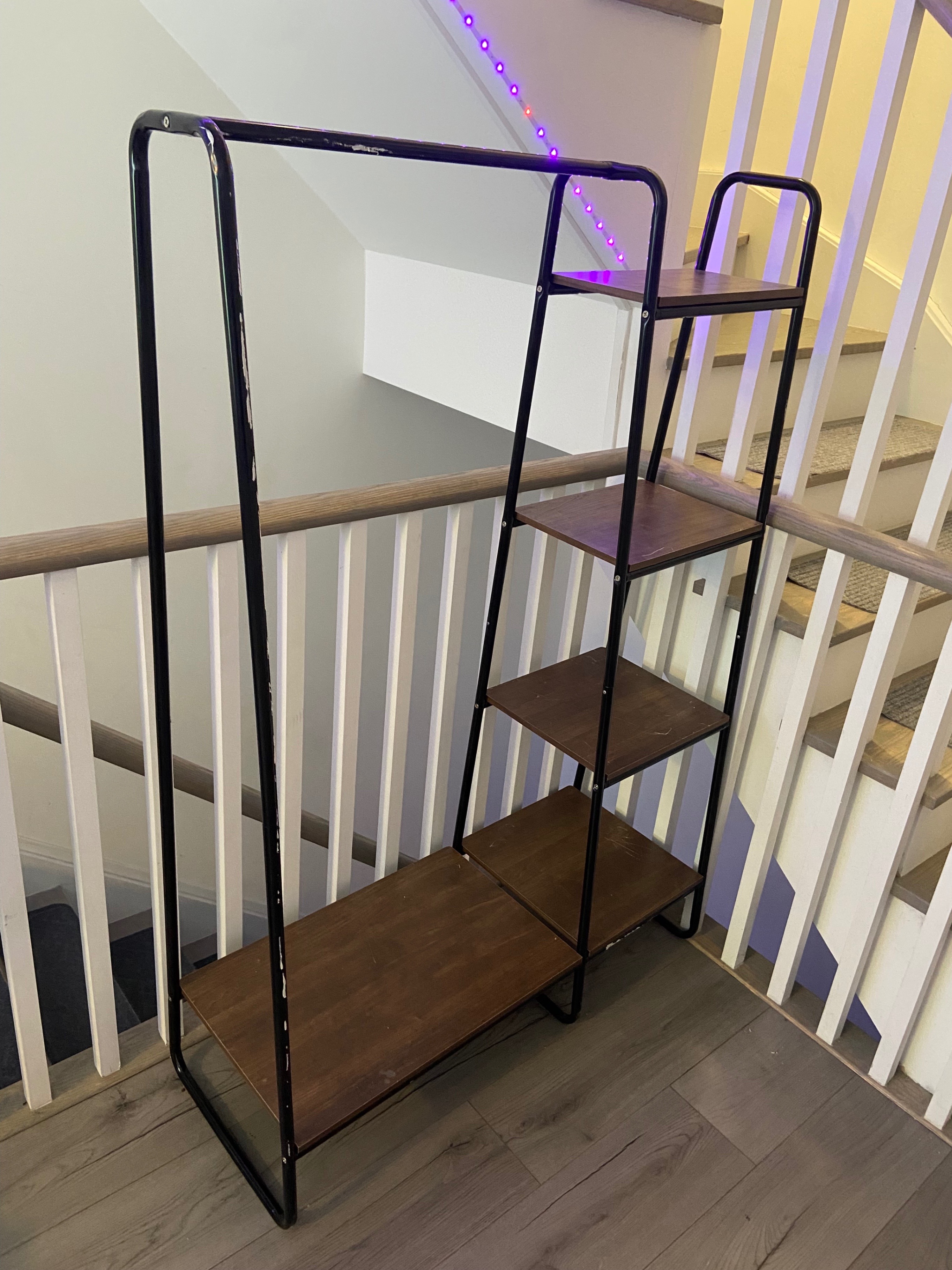 Black Metal Clothes Rack with Shelves