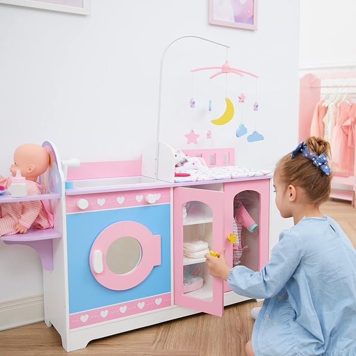 Wooden Interactive 6‑in‑1 Doll Changing Table Station Nursery - photo 5