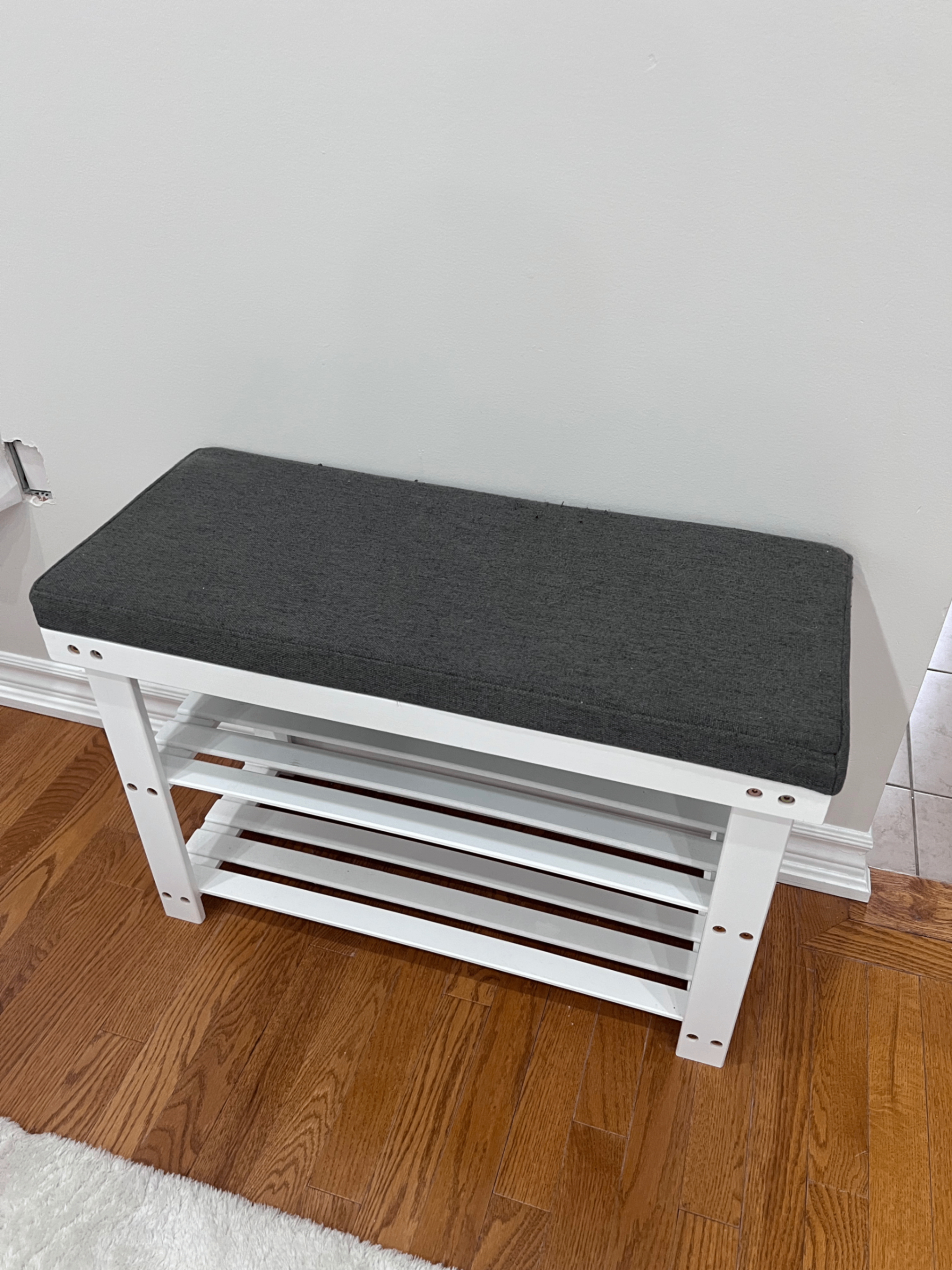 Bench with padded seat and shoe storage - photo 2