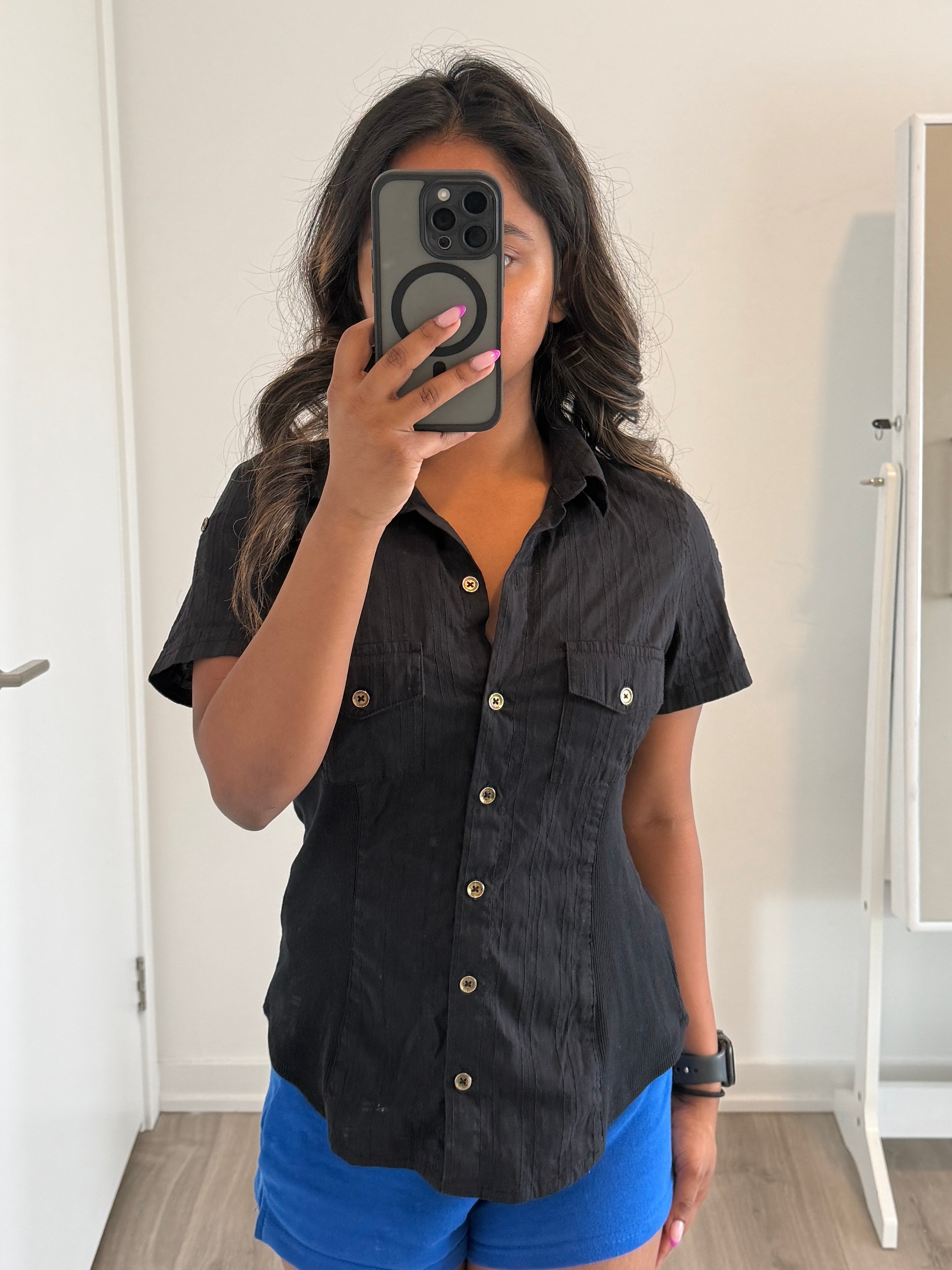 Guess short sleeve button up black