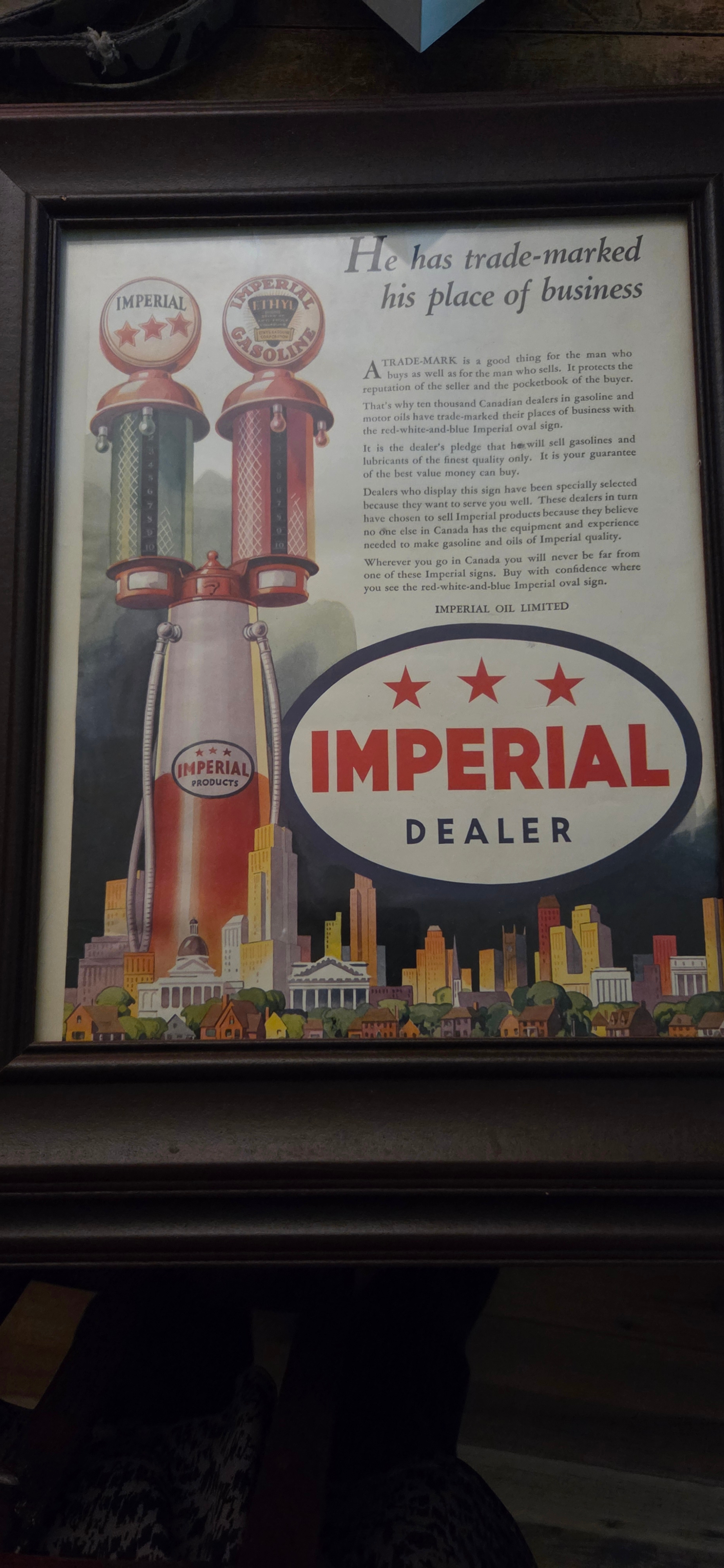 Vintage Imperial Oil "Imperial Dealer" Framed Advertisement