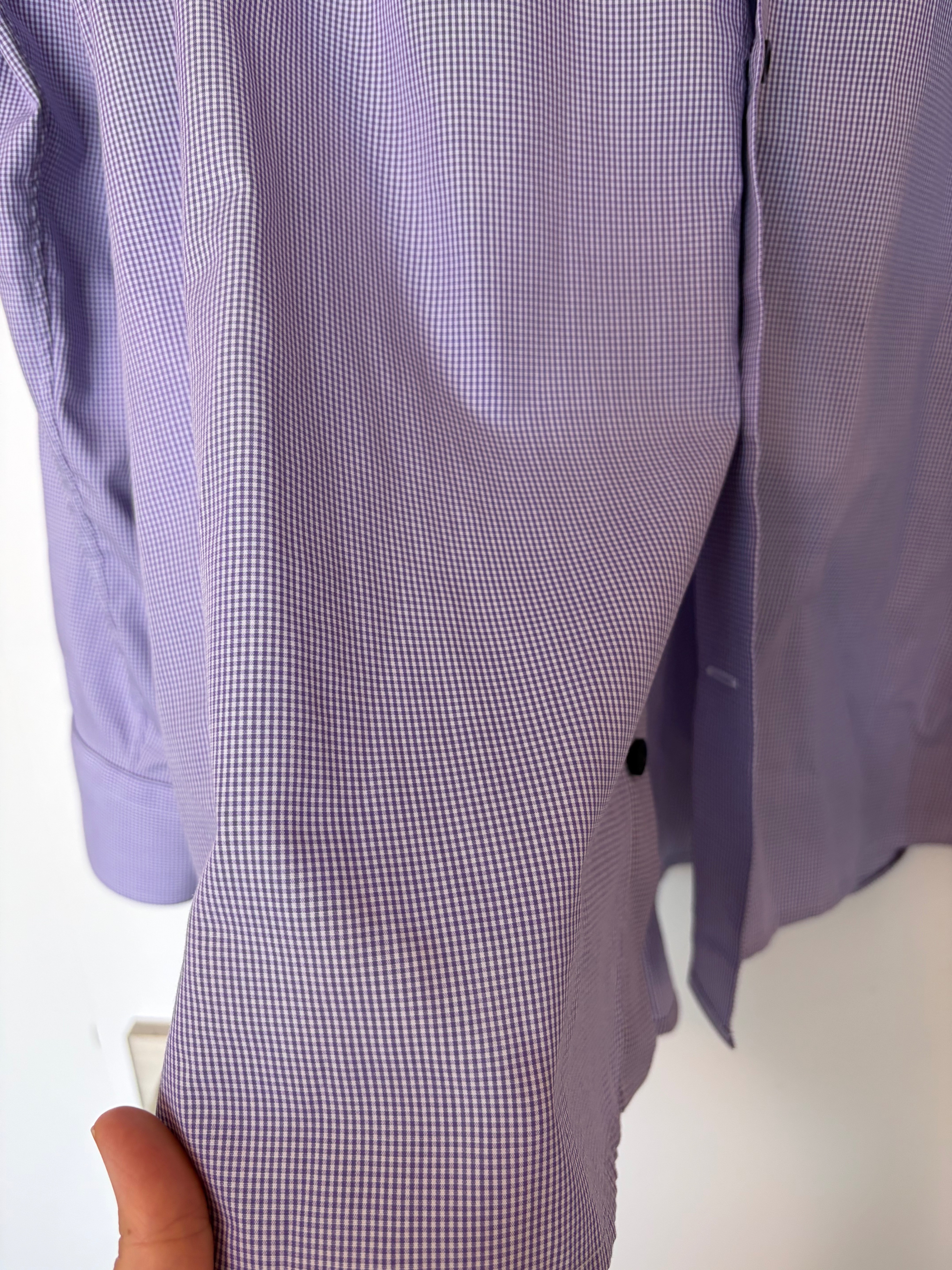Eton Dress Shirt Size 46/18 Purple & White Micro Check - photo 2