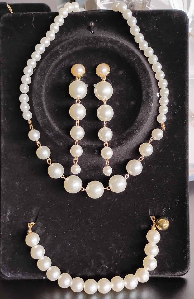 Pearl Necklace, and Earring Set
