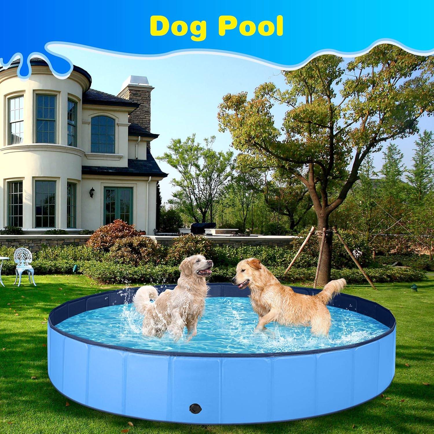 Jecoo Dog Pool for Large Dogs Kiddie Pool Hard Plastic - photo 2