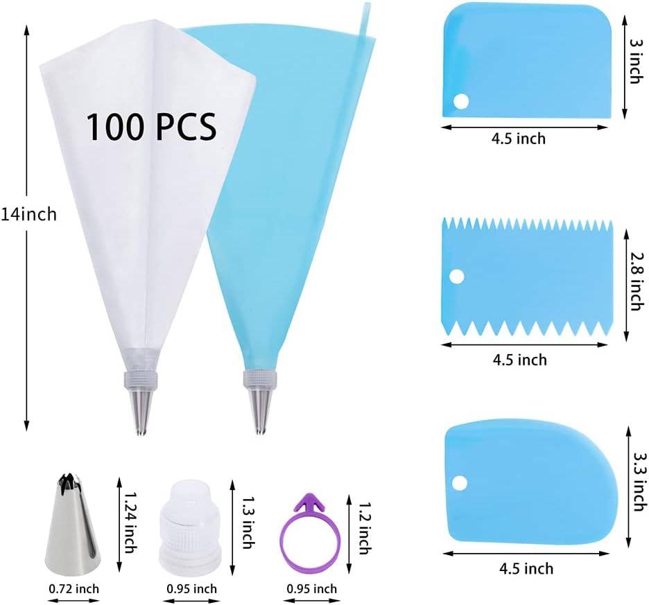 Piping Bags and Tips Set, 100Pcs 12 Inch Pastry Bags - photo 4