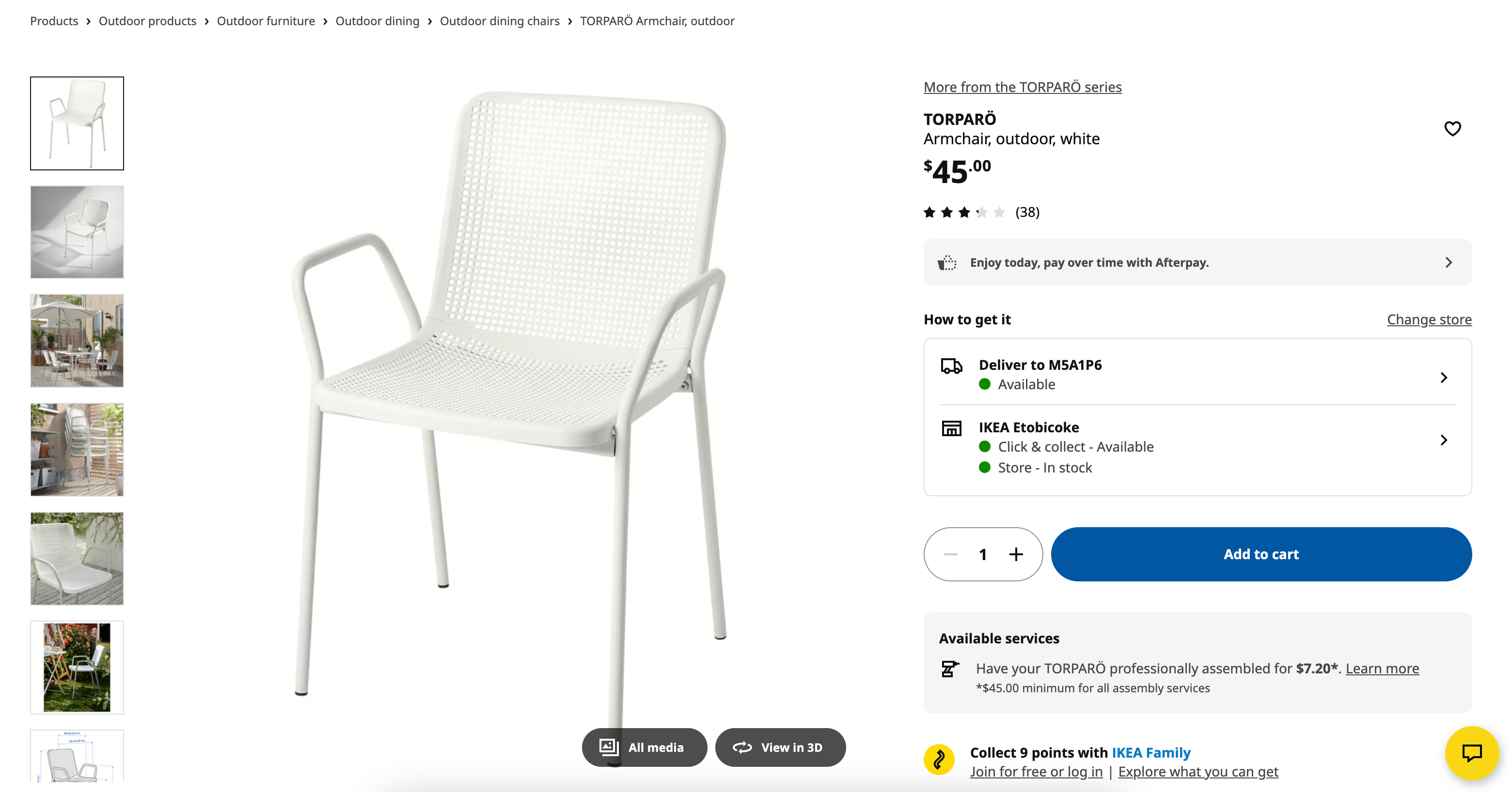 IKEA TORPARÖ Armchair, White