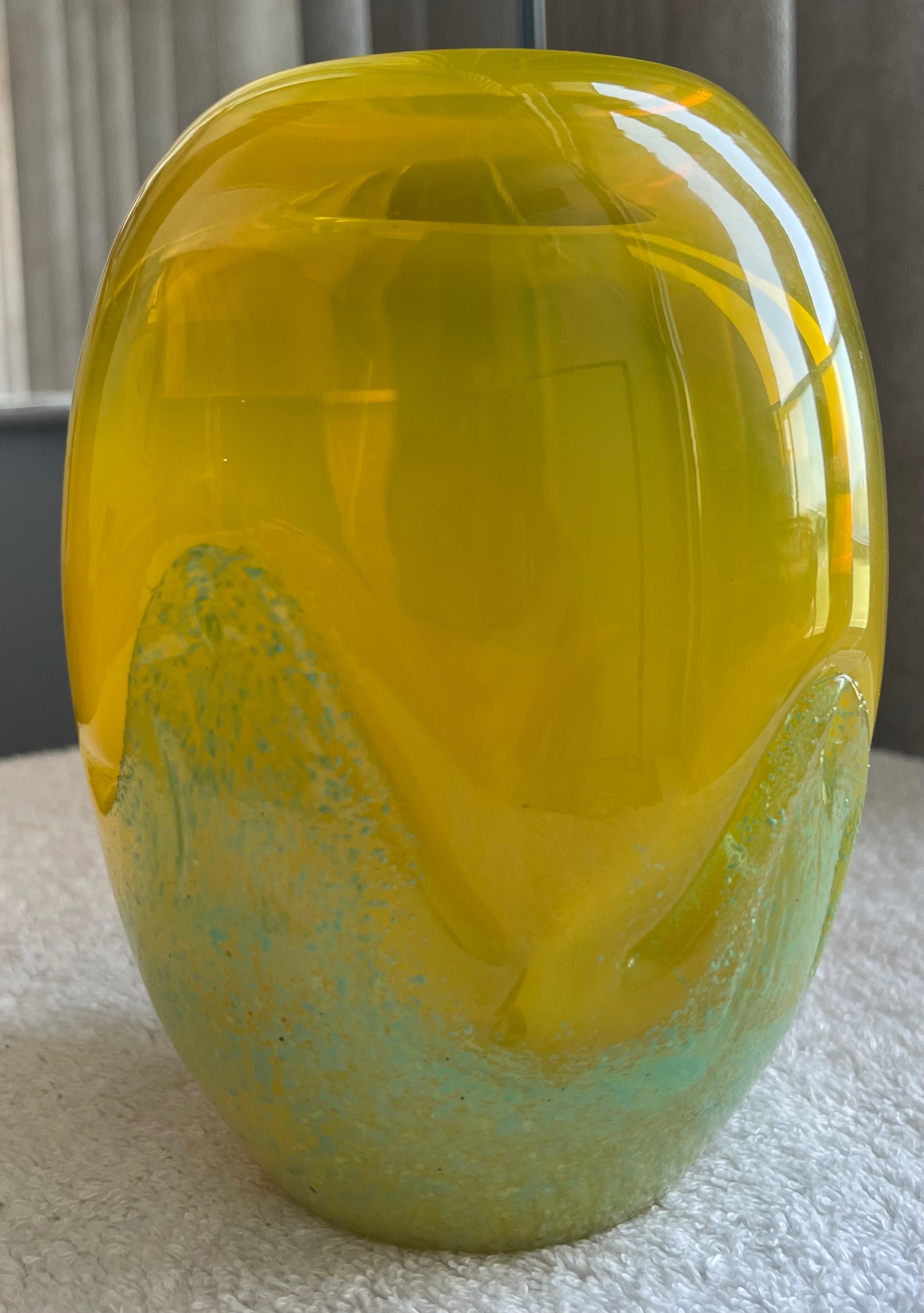 Heavy Vintage Hand-Blown Art Glass Vase (2.4 LBS)