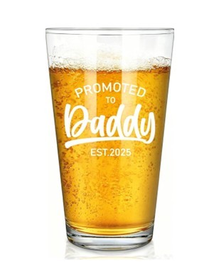 Promoted to Daddy Beer Glass for Fathers Day Gift! NEW in Box $7