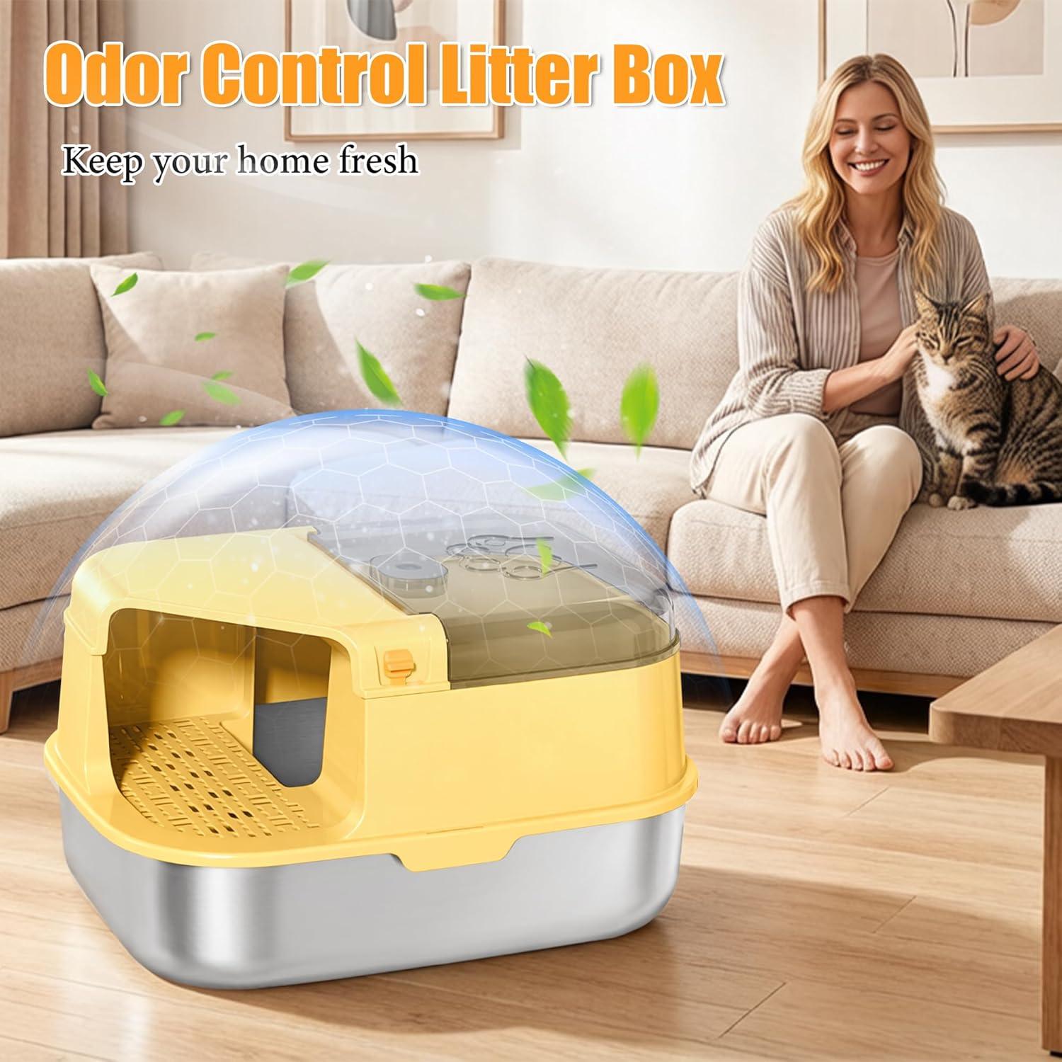SILUI Stainless Steel Cat Litter Box with Lid - photo 5