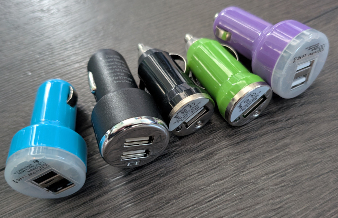 USB car charger - 3x double port, 2x single port