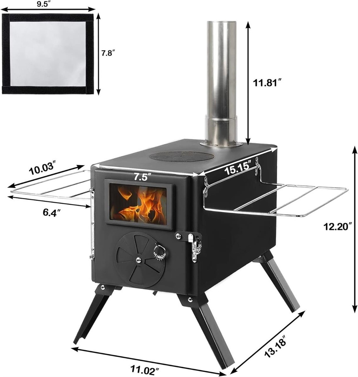 Portable Wood Burning Tent Stove with Chimney Pipe - photo 4