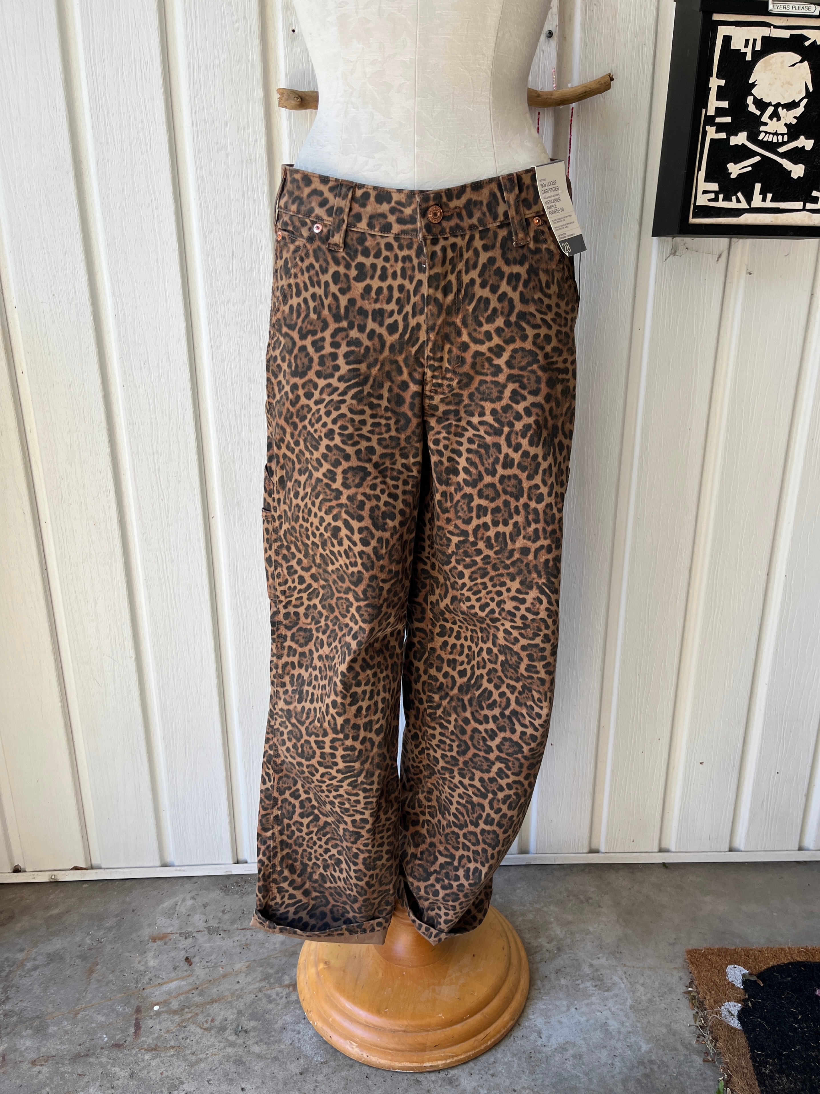 Gap '90s Loose Carpenter Leopard Print Jeans Size 28 - photo 4