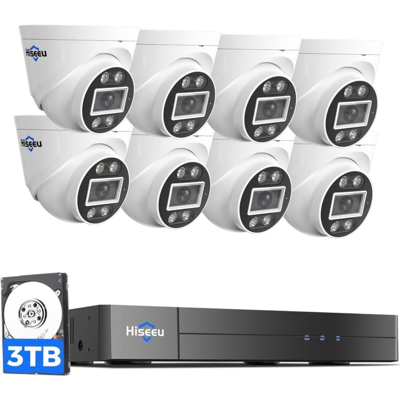 4K Security Camera 8 PoE 3TB NVR 121° View AI Detect NightVision