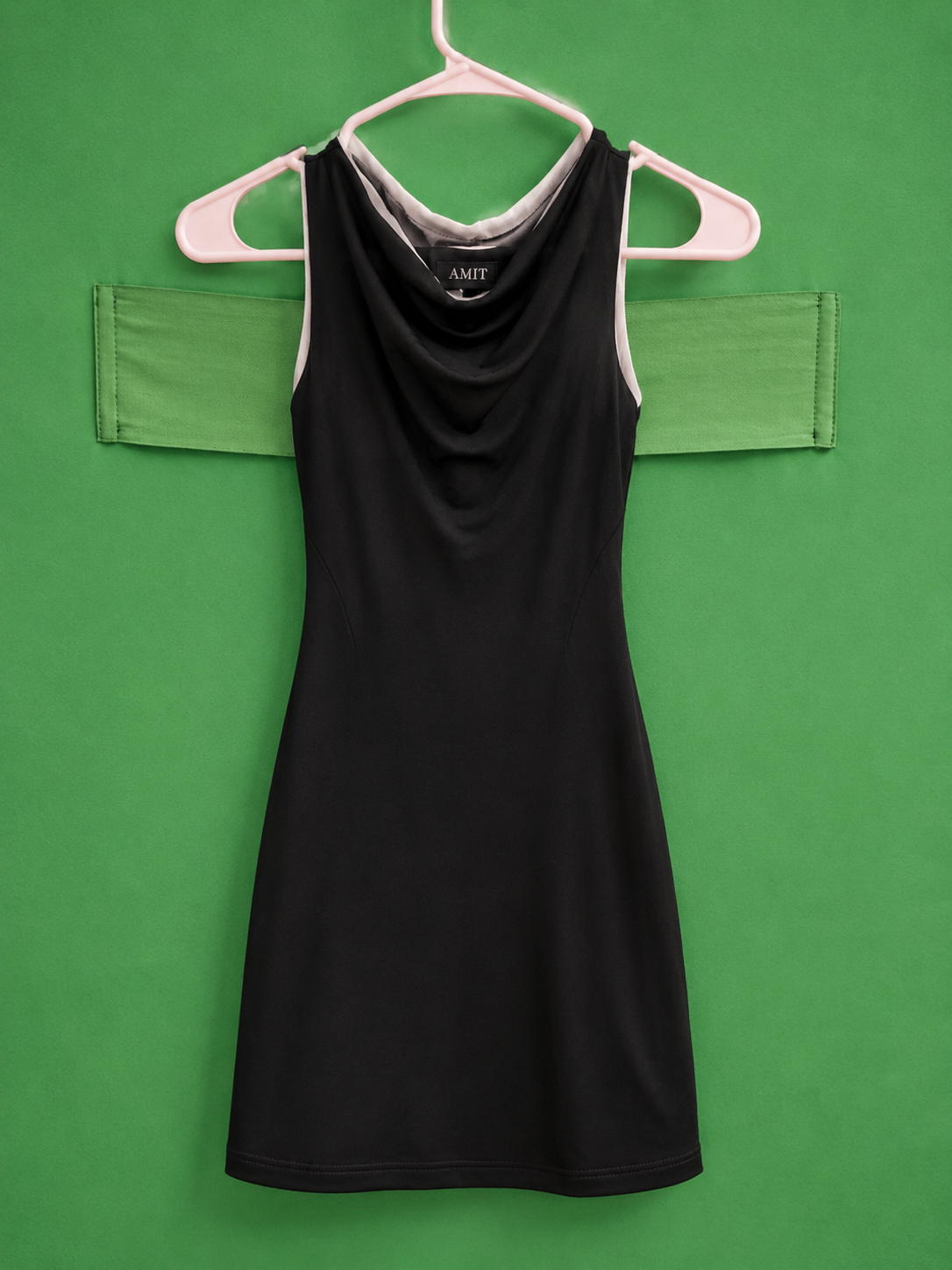 Black Satin Draped Dress