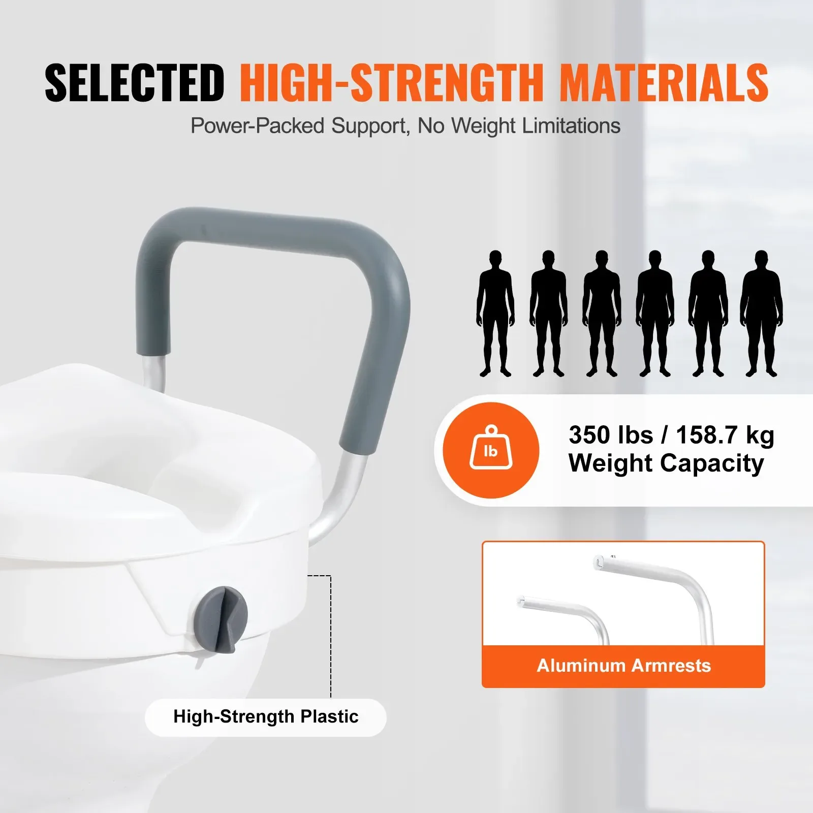 VEVOR Raised Toilet Seat, 7-Position Height Adjustment - photo 5