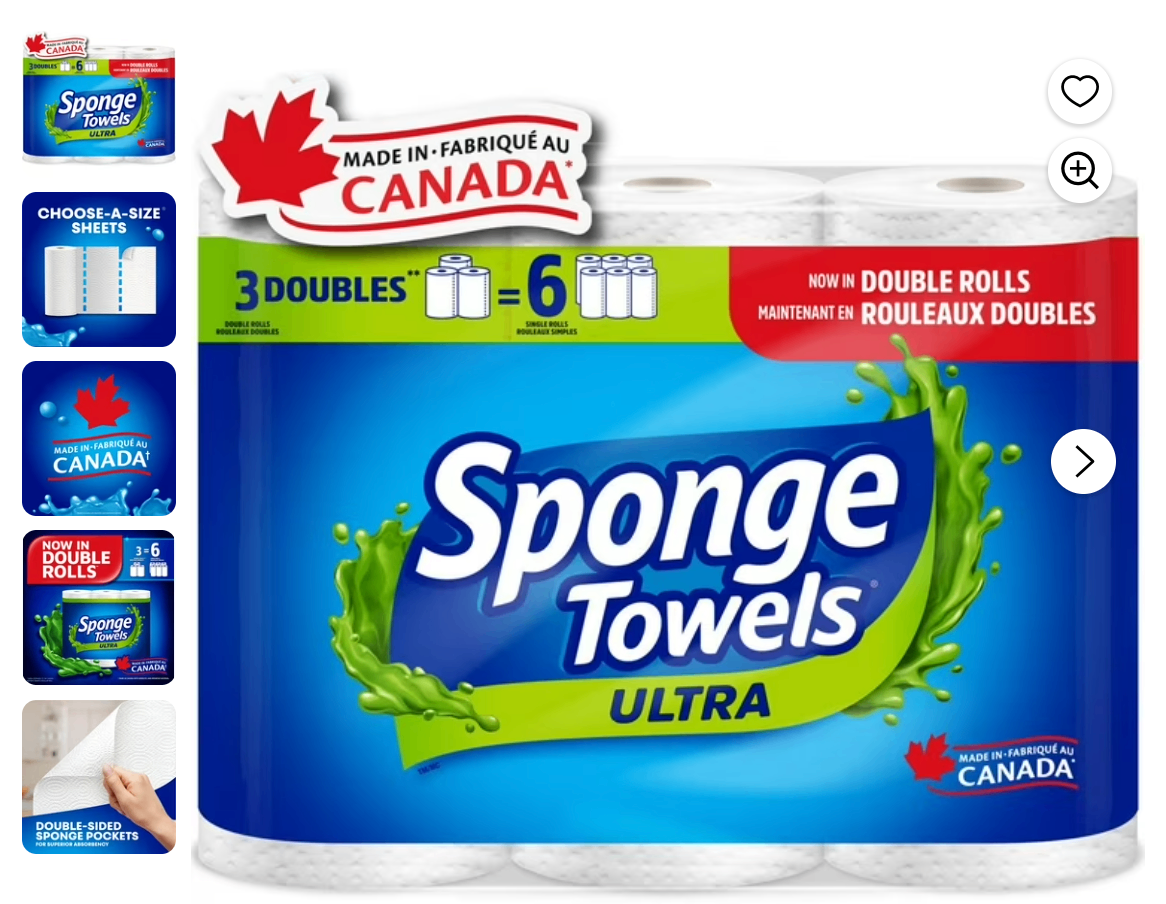 Sponge Towels Ultra 3 Double Rolls x4Pcks