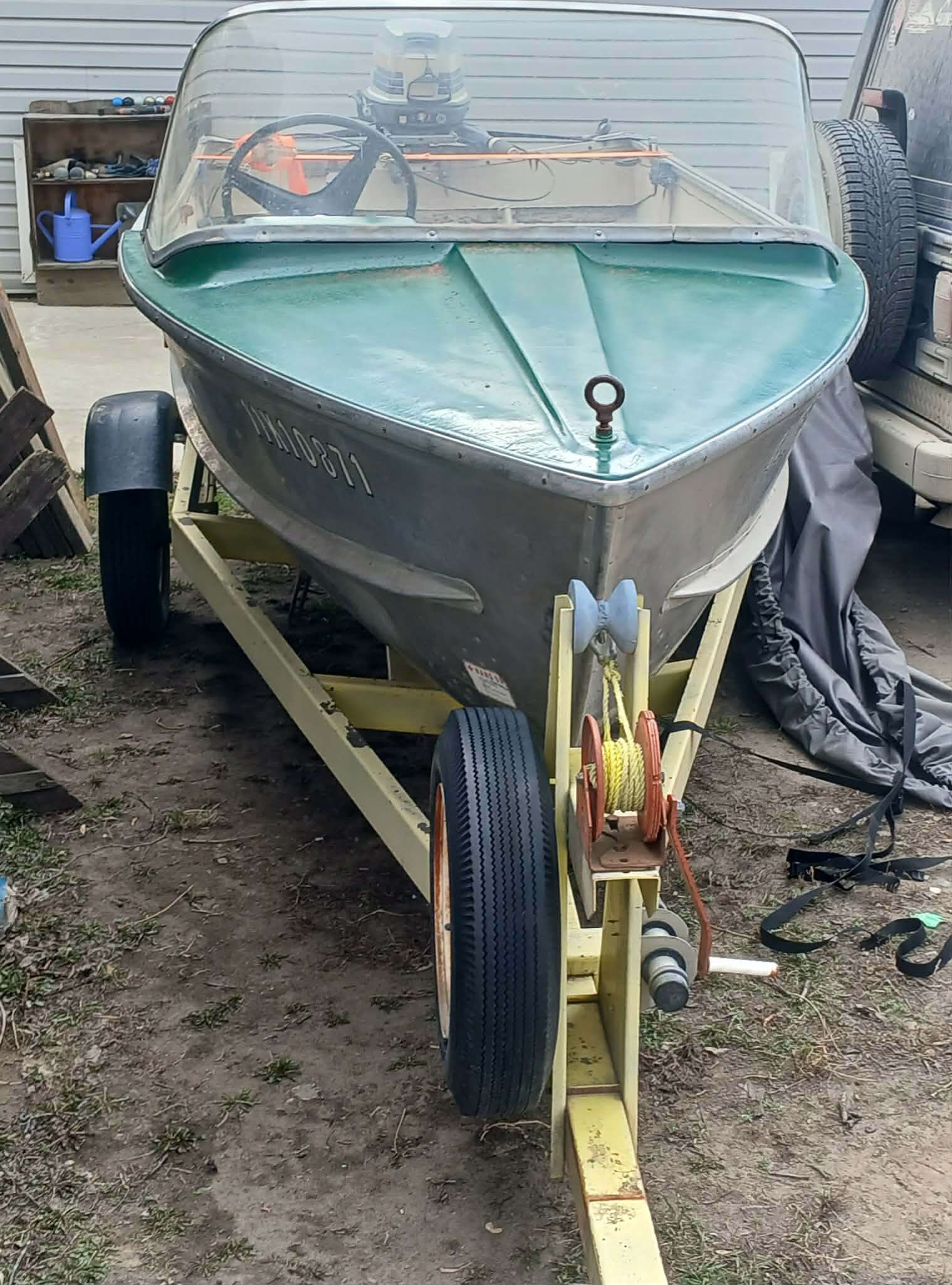 12 Ft aluminum boat, motor, tilt trailer & cover - photo 3